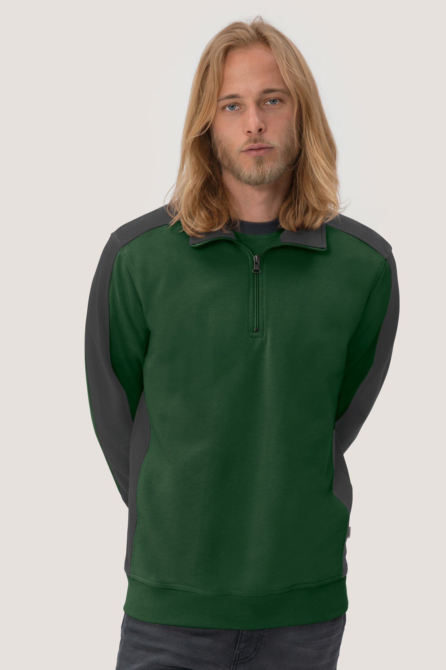 HAKRO Zip-Sweatshirt 476 Contrast Mikralinar®