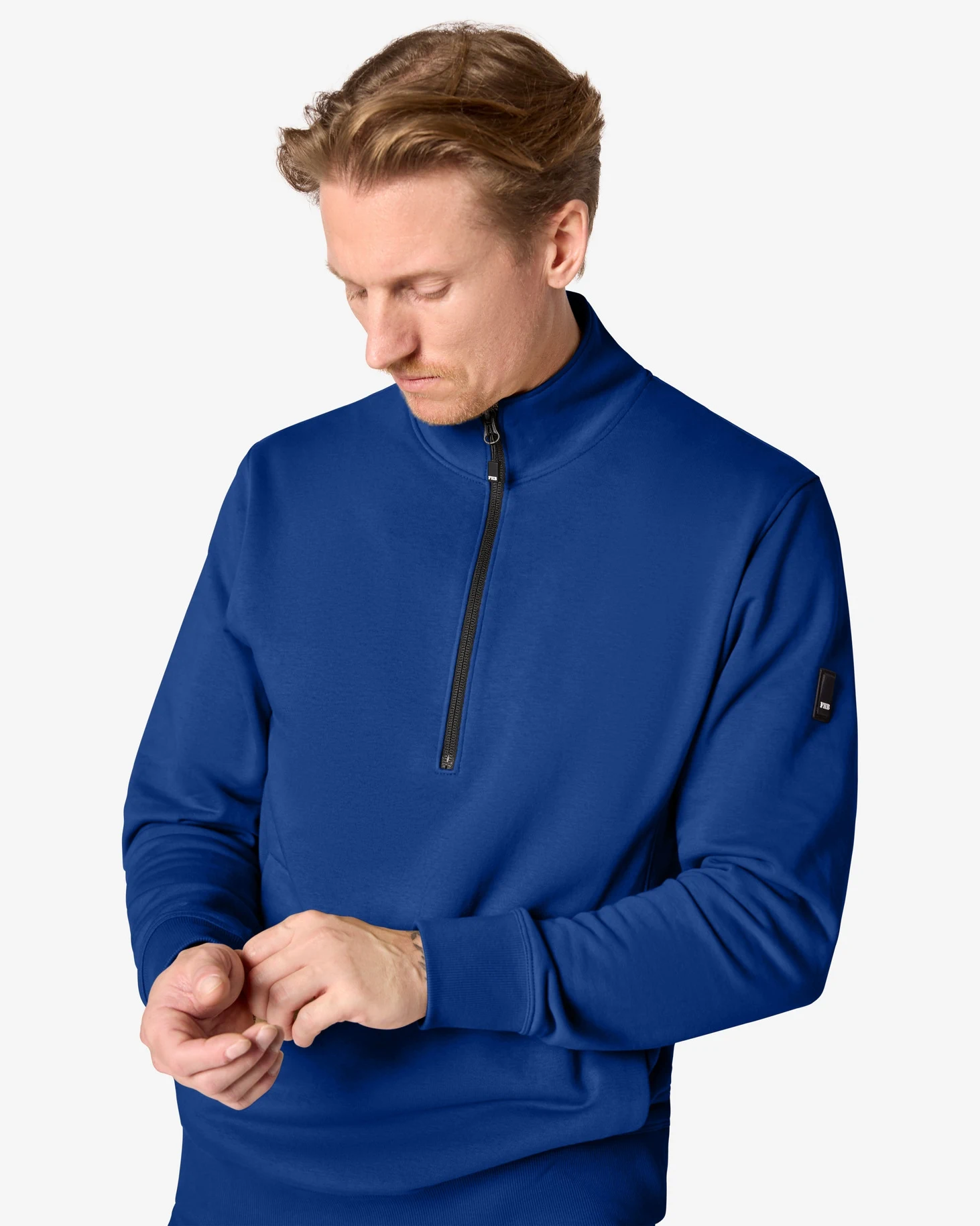 FHB-821150-kalle-zip-sweatshirt-unisex-royalblau-model-0 FHB Zip-Sweatshirt KALLE unisex