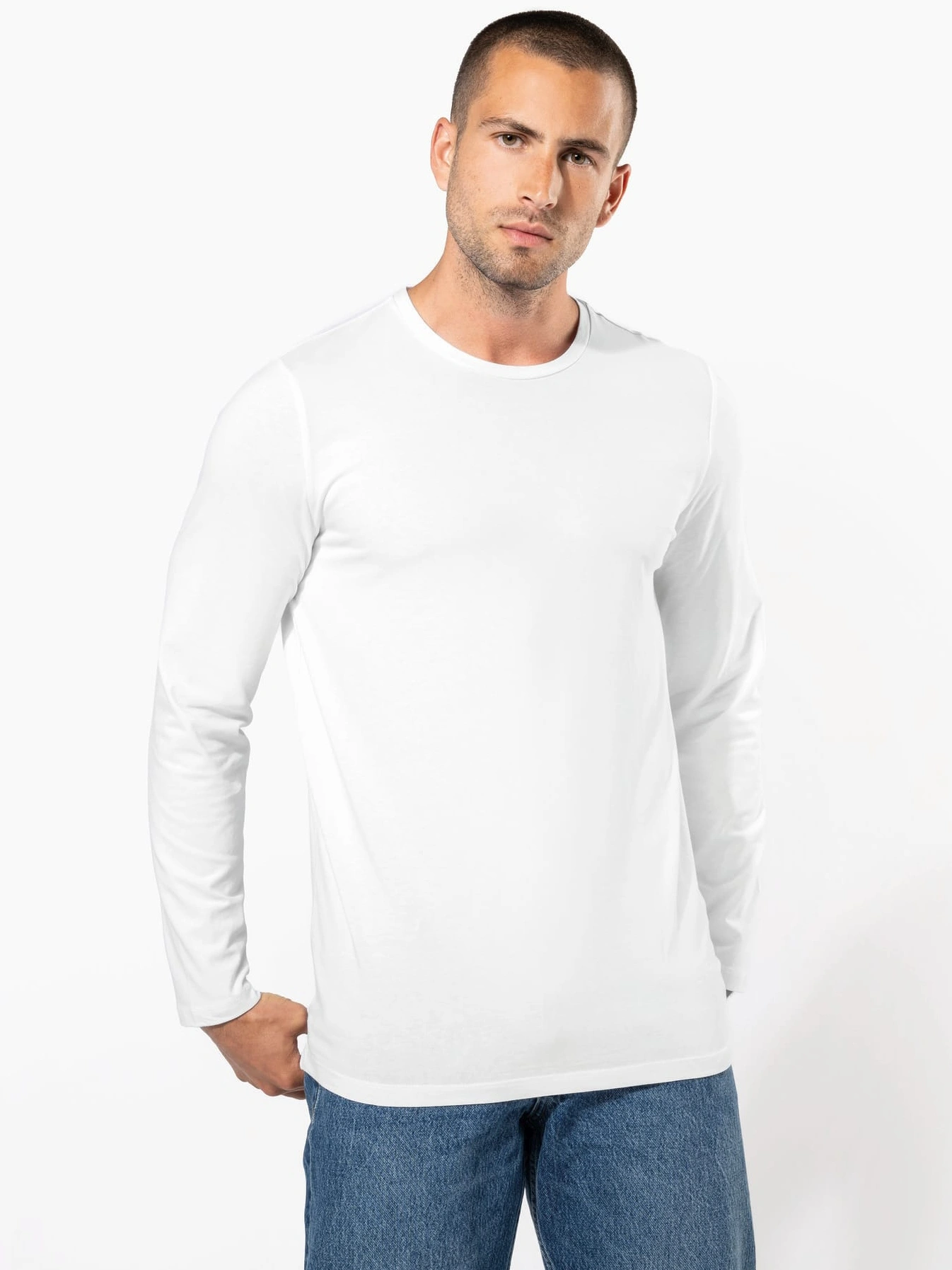 kariban-K3016-stretch-t-shirt-langarm-model-0 Kariban Stretch T-Shirt langarm