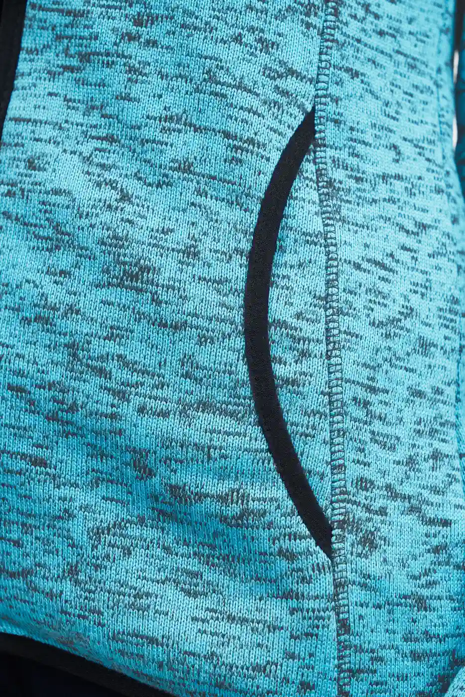 jn588-ladies-knitted-fleece-hoody-bluemelange-detail-7 James & Nicholson Ladies Knitted Fleece Hoody