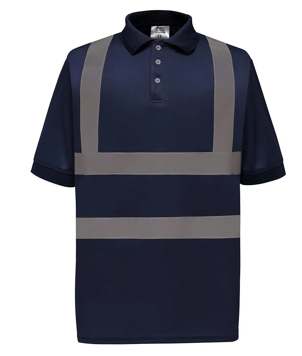 yoko-hvj210-two-band-brace-hi-vis-polo-shirt-navy-front-1 YOKO Two Band & Brace Hi Vis Polo Shirt