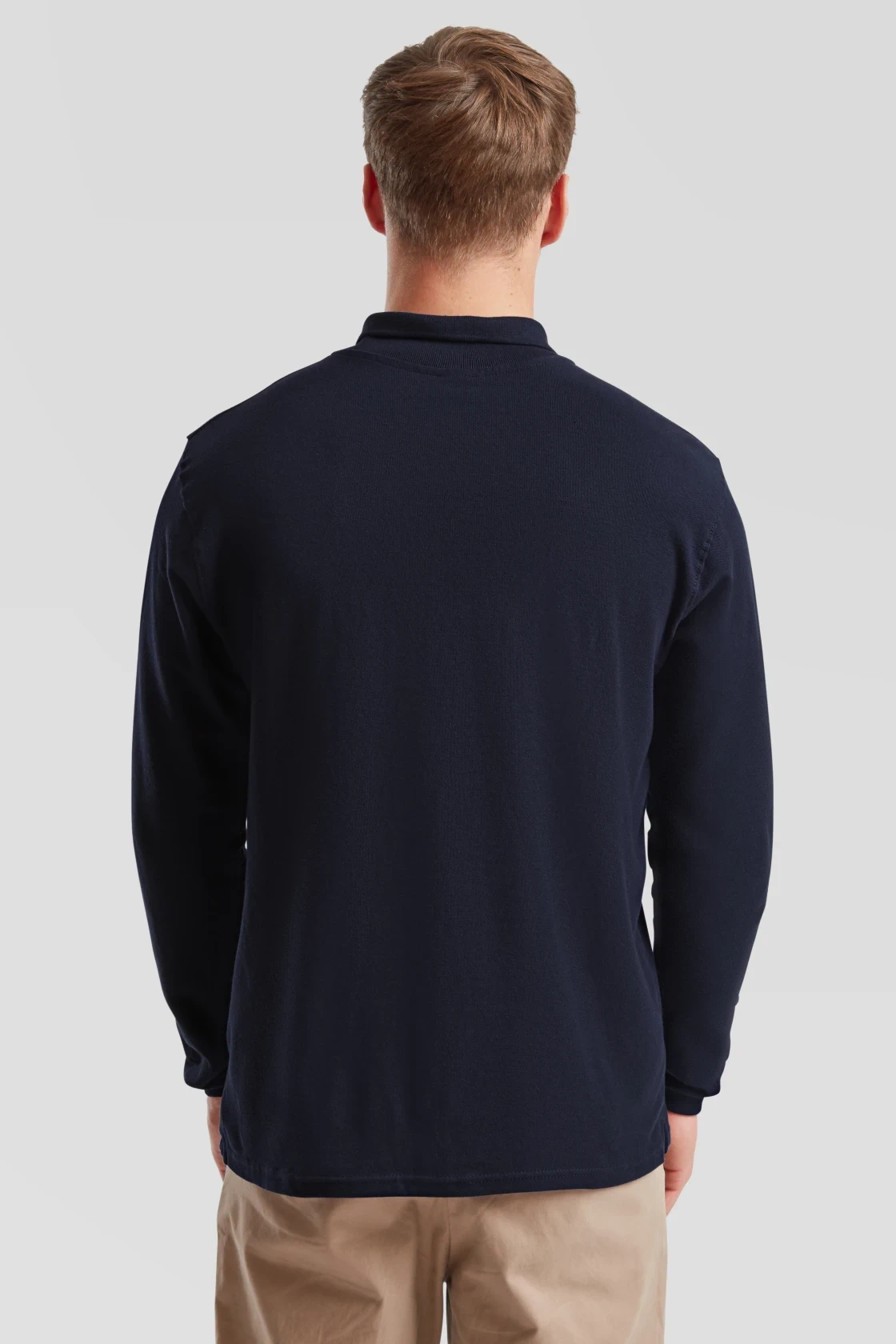 fruit-of-the-loom-63-310-0-premium-long-sleeve-poloshirt-deepnavy-model-2 F.O.L. Premium Piqué Polo langarm