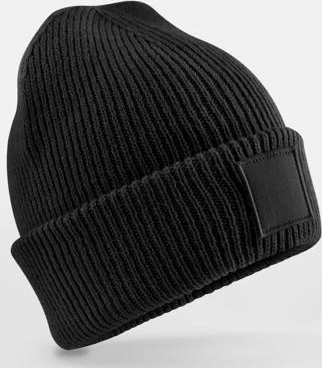 beechfield-b336b-kids-deep-cuffed-tonal-patch-beanie-black-front-1 Beechfield Kids Deep Cuffed Tonal Patch Beanie
