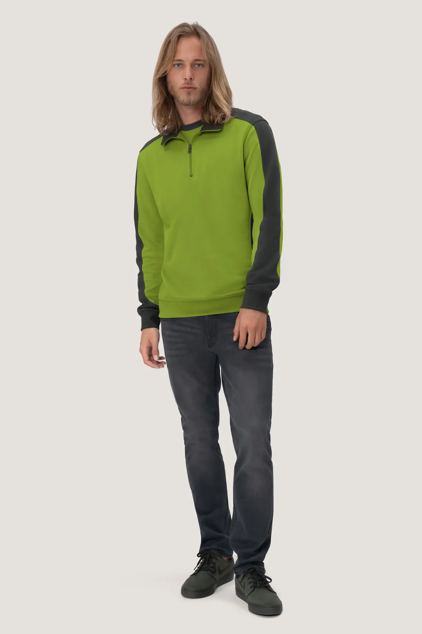 HAKRO Zip-Sweatshirt 476 Contrast Mikralinar®
