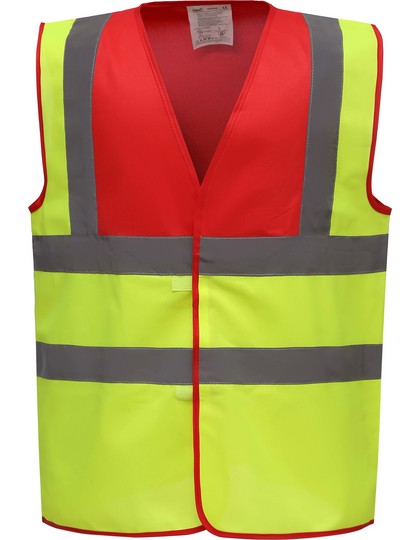 YOKO Executive Warnweste rot mit vielen Taschen und Reißverschluss