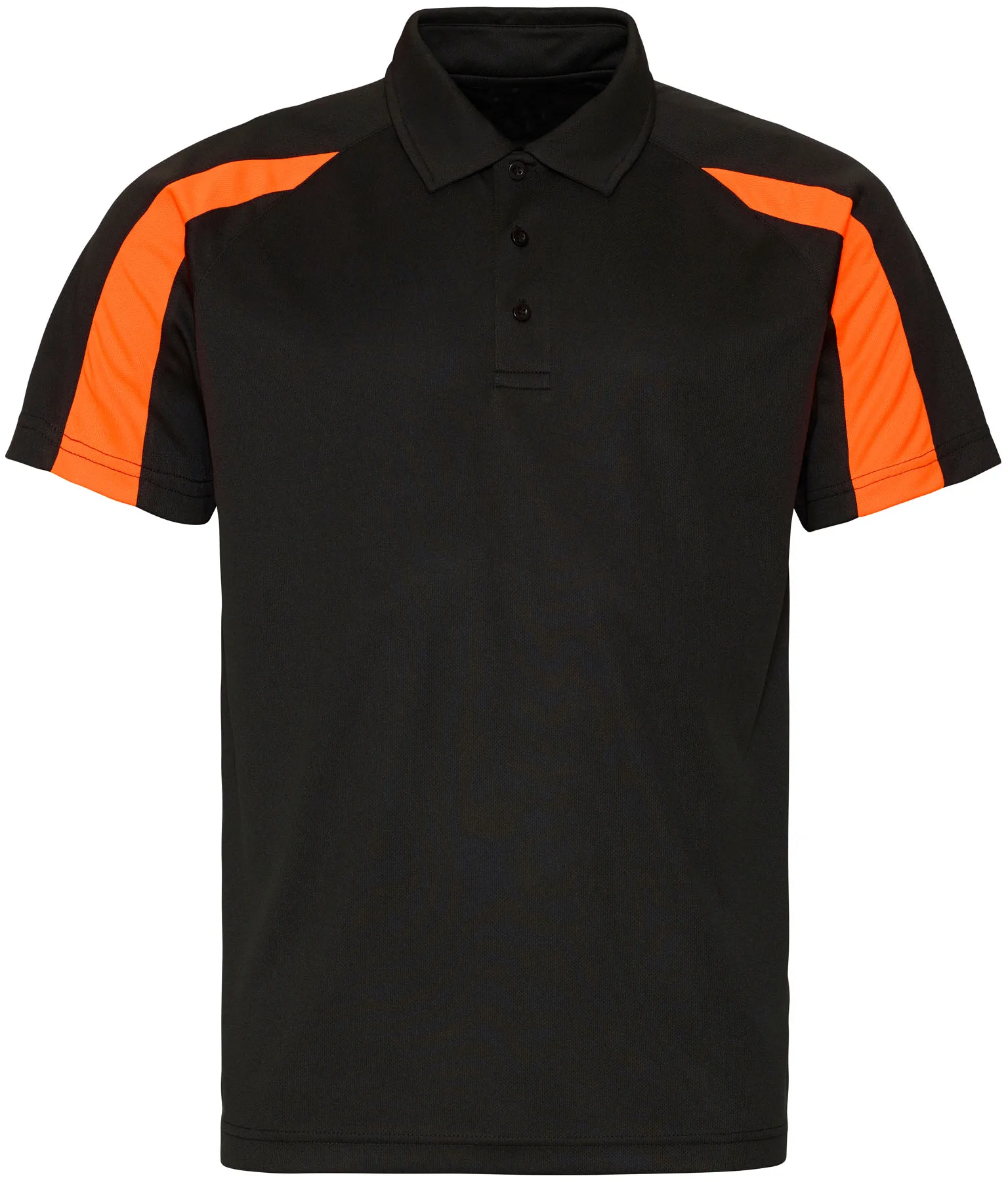 justcool-jc043-contrast-cool-poloshirt-jetblack-electricorange-front-1 Just Cool Contrast Cool Polo