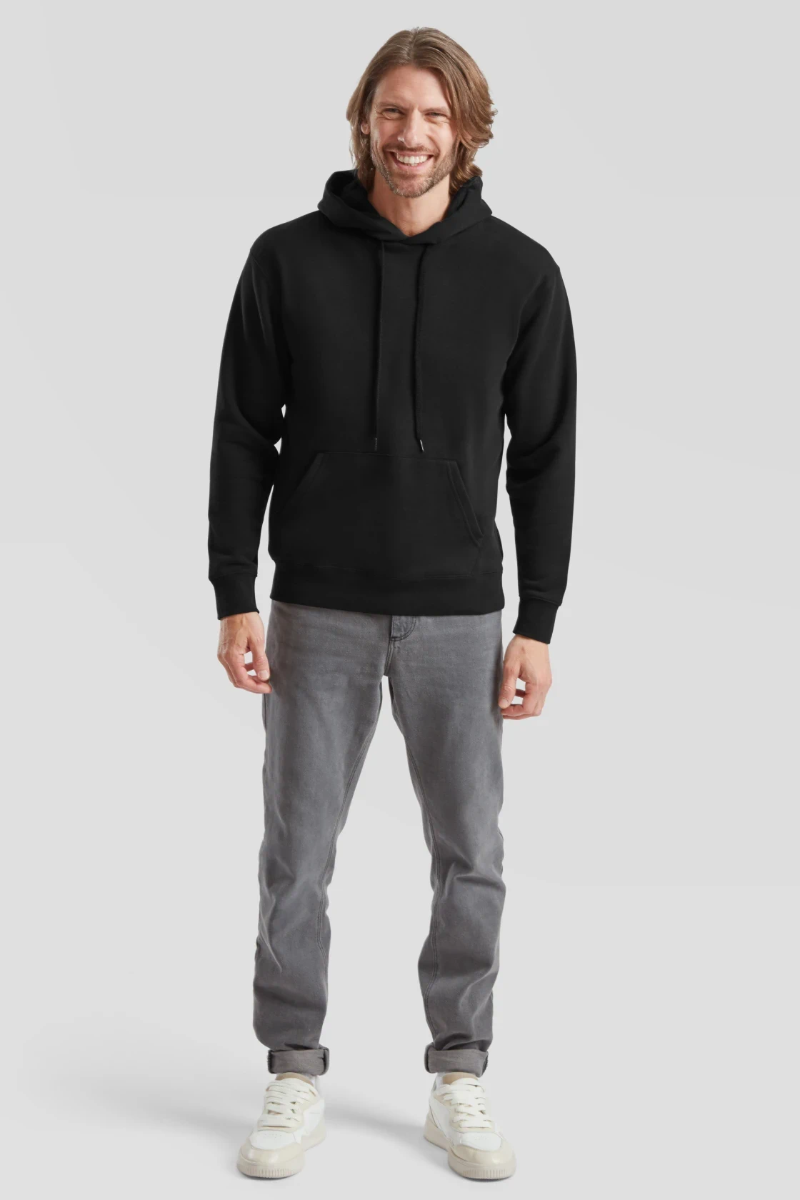 fruit-of-the-loom-62-152-0-premium-hooded-sweatshirt-black-model-3 F.O.L. Premium Hooded Sweat