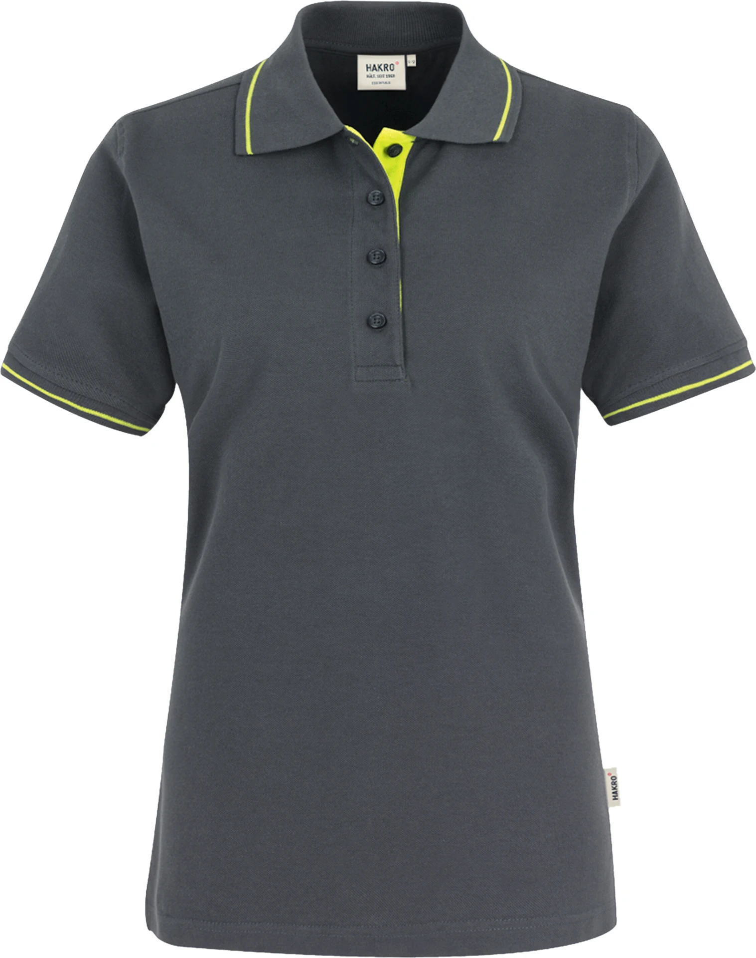 hakro-203-damen-poloshirt-casual-anthrazit-kiwi-front-1 HAKRO Women-Poloshirt 203 Casual
