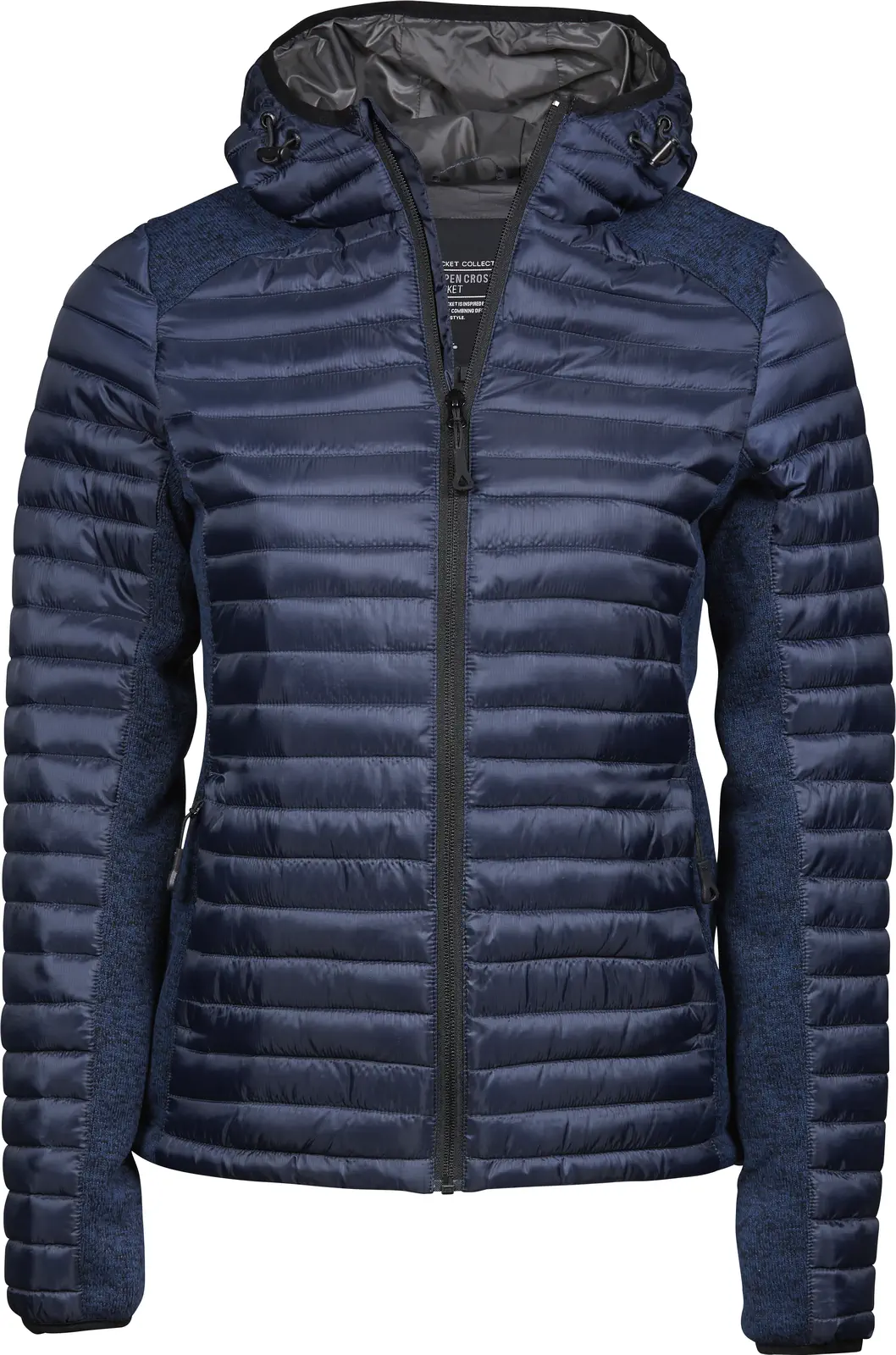 tee-jays-9611-womens-hooded-outdoor-crossover-jacket-navy-navymelange-front-1 Tee Jays Ladies` Hooded Outdoor Crossover Jacket