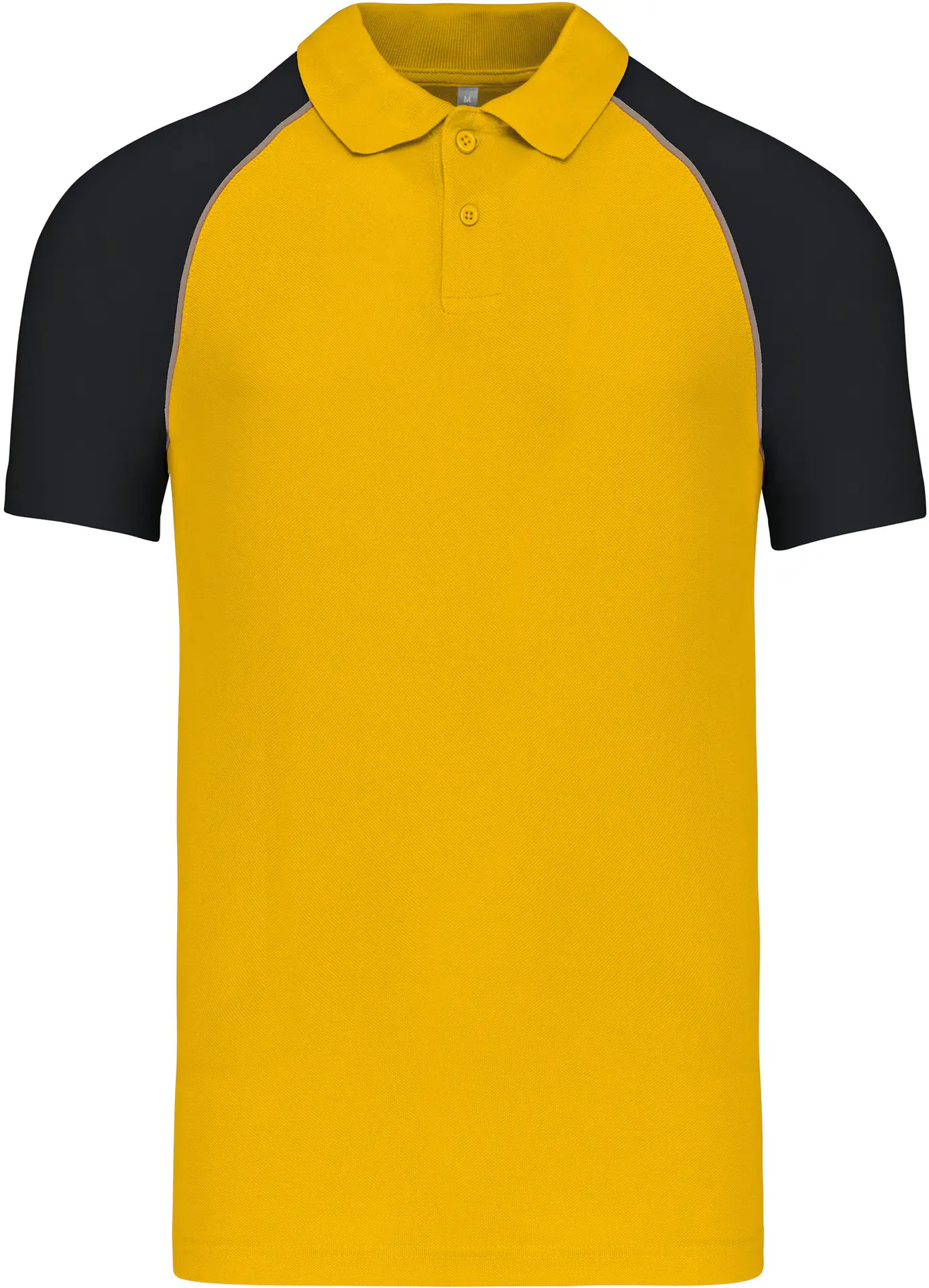 kariban-K226-baseball-pique-polo-yellow-lightgrey-black-front-3 Kariban Baseball Piqué Polo Shirt