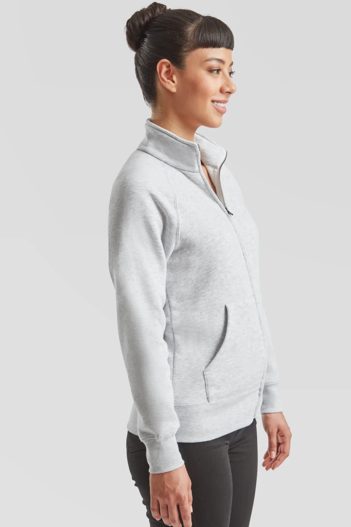 fruit-of-the-loom-62-116-0-ladies-premium-sweat-jacket-heathergrey-model-1 F.O.L. Ladies Premium Sweat Jacket