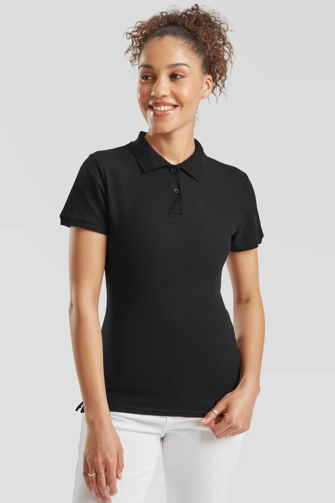 fruit-of-the-loom-63-030-0-ladies-premium-poloshirt-black-model-0 F.O.L. Lady-Fit Premium Polo