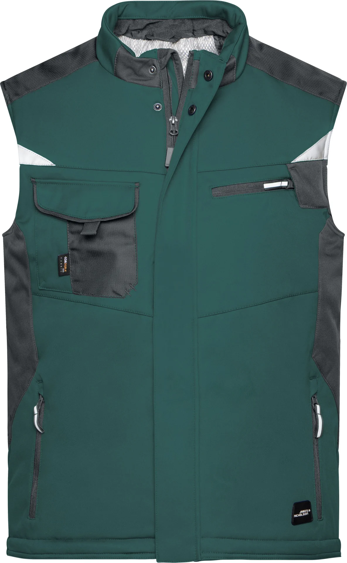 jn825-craftsmen-softshell-vest-darkgreen-black-front-3 James & Nicholson Craftsmen Softshell Vest -Strong-