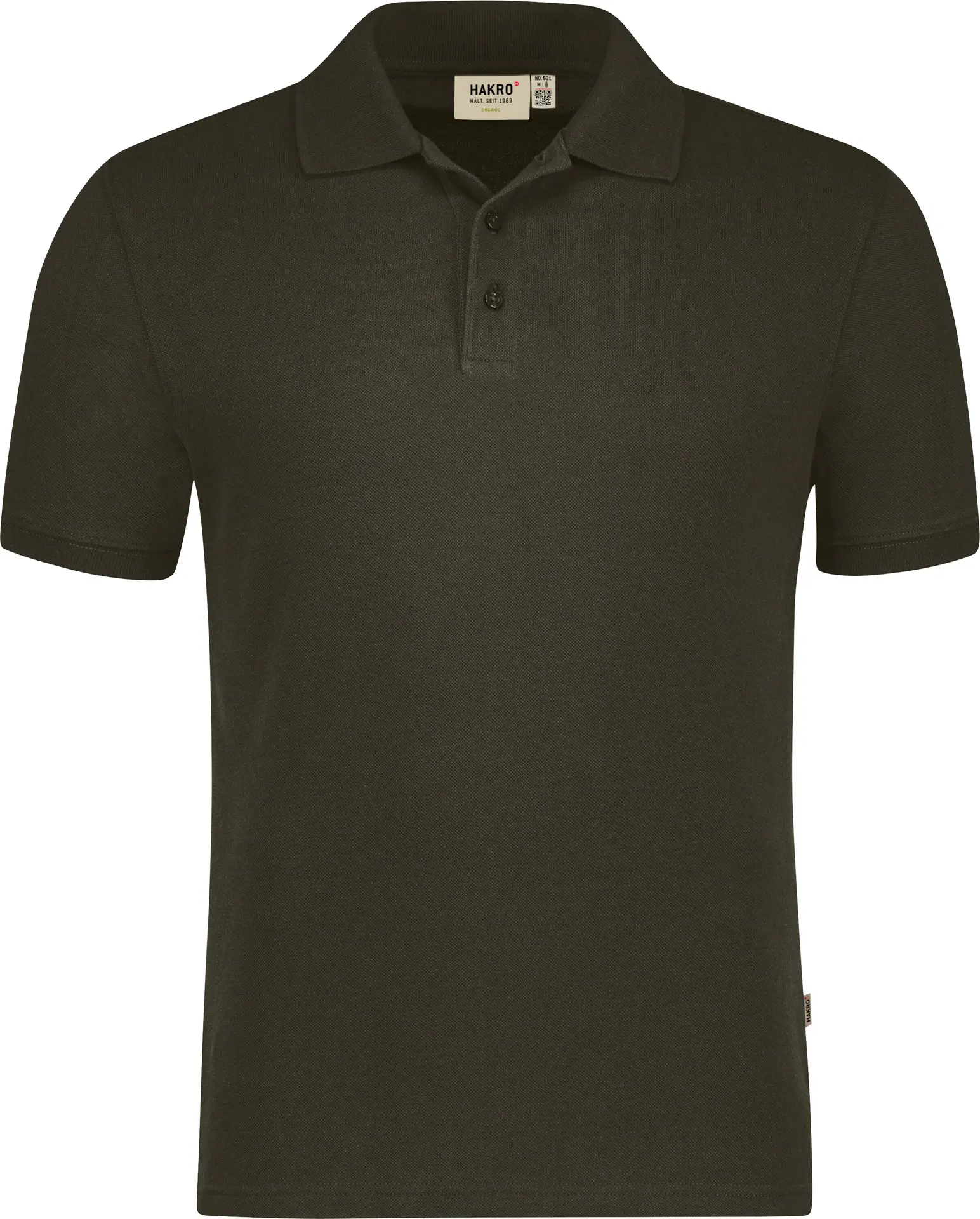 hakro-501-poloshirt-bio-baumwolle-olive-front-1 HAKRO Poloshirt 501 Bio-Baumwolle GOTS
