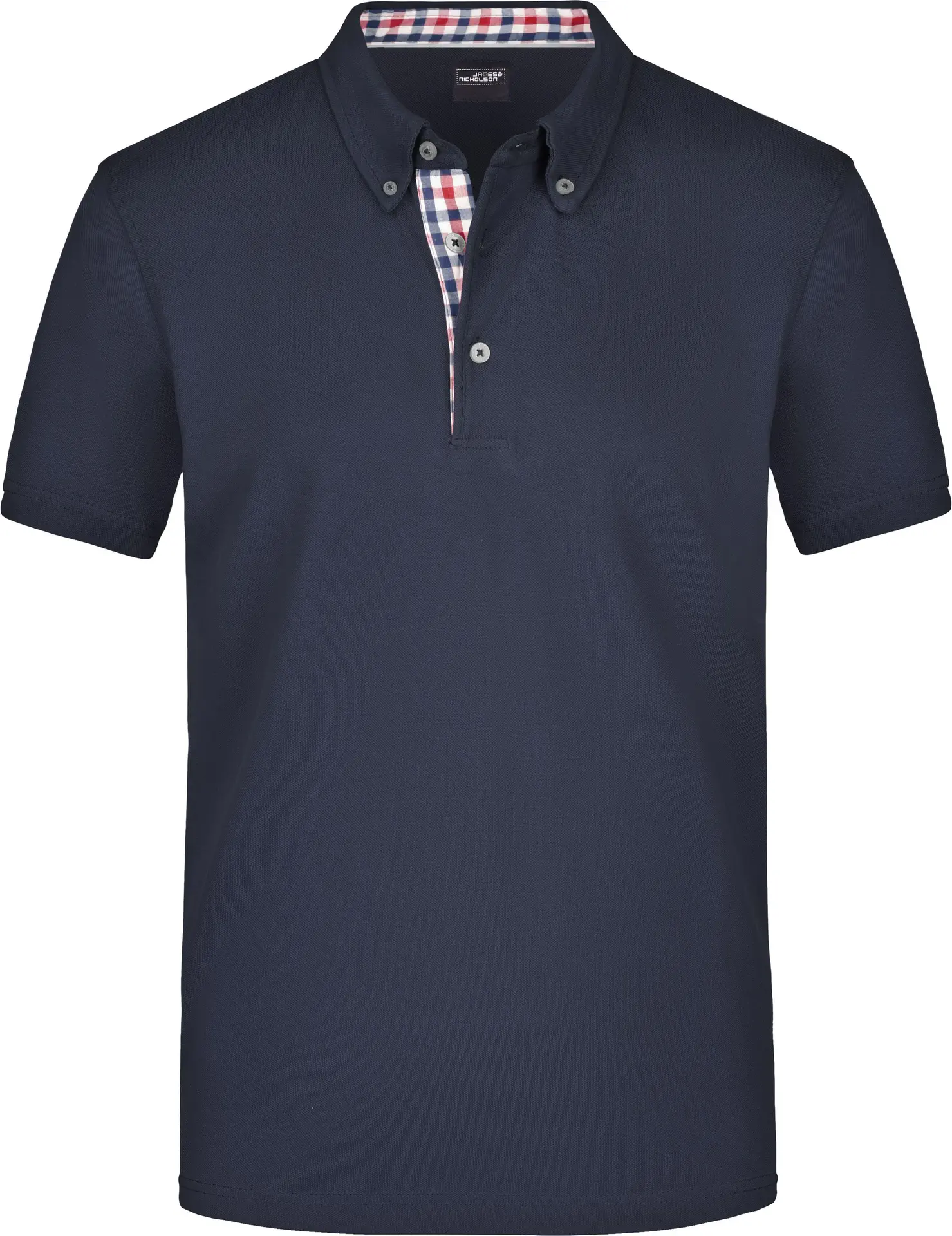 jn964-mens-plain-poloshirt-navy-red-navy-white-front-3 James & Nicholson Men`s Plain Polo