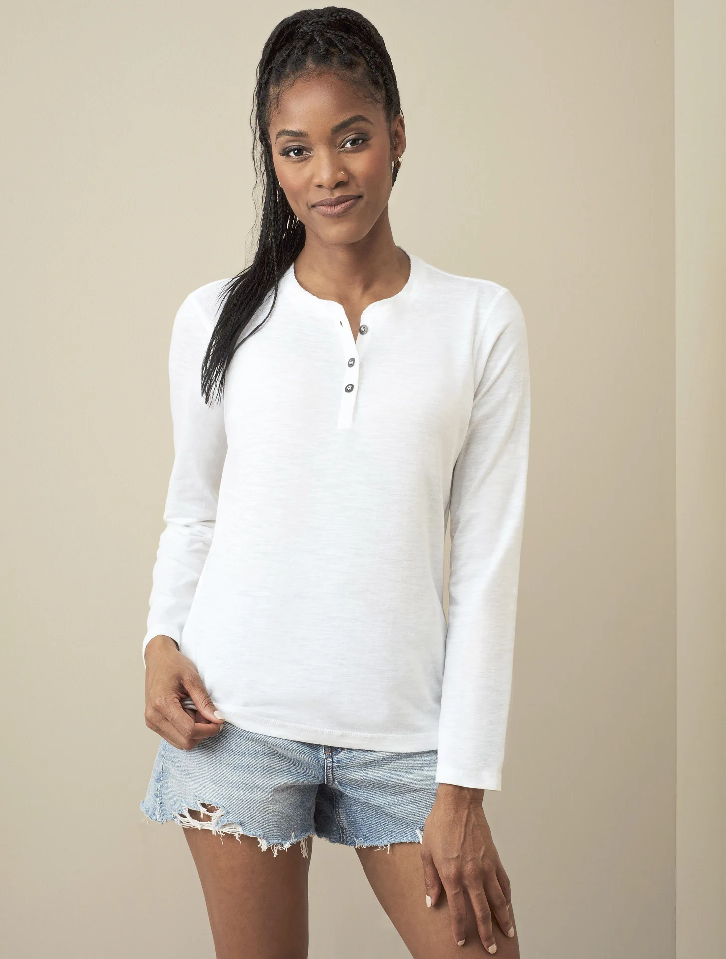 stedman-st9580-sharon-henley-long-sleeve-women-white-model-1 Stedman Sharon Henley Long Sleeve for women