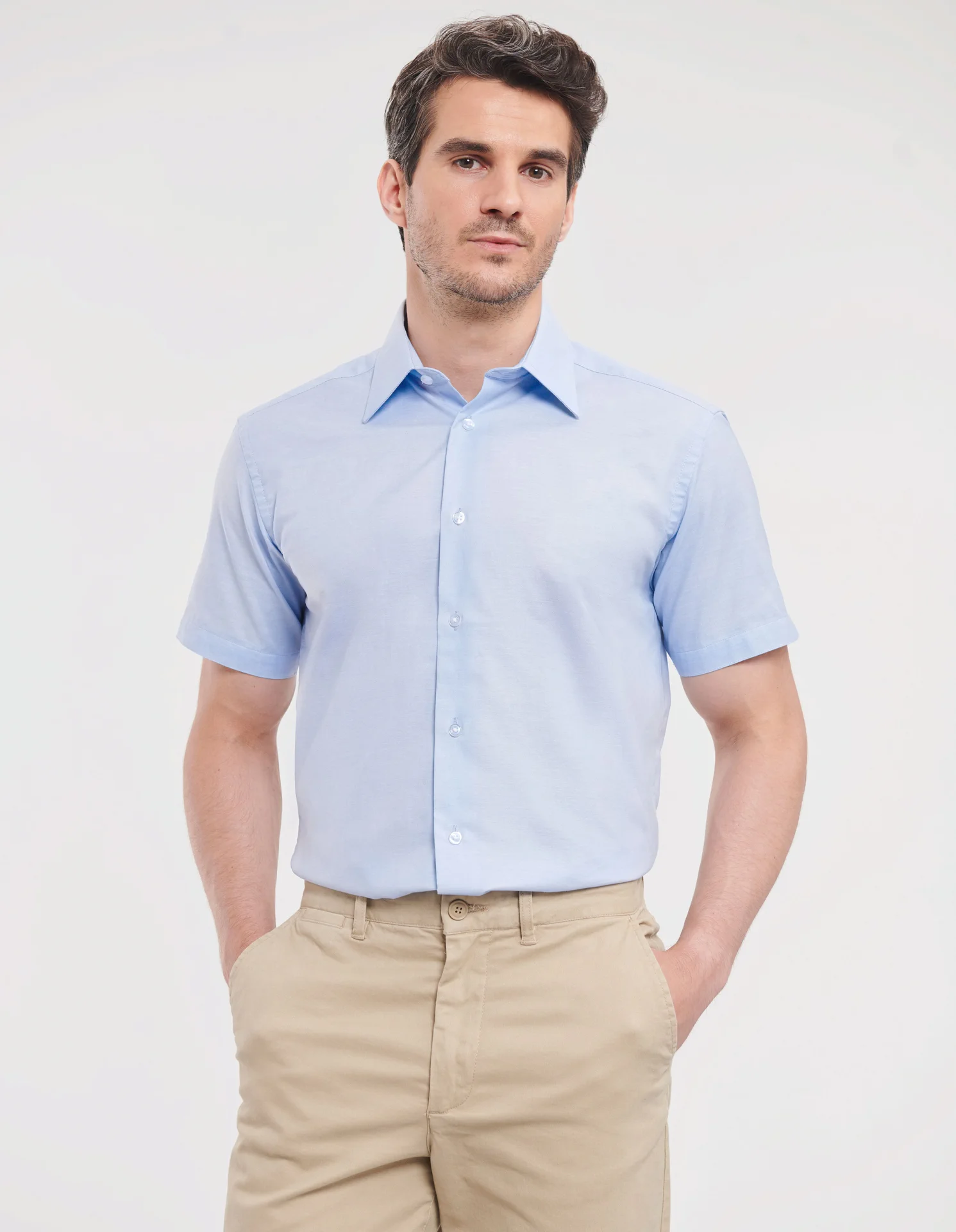 Russell Men's Short Sleeve Easy Care Tailored Oxford Shirt