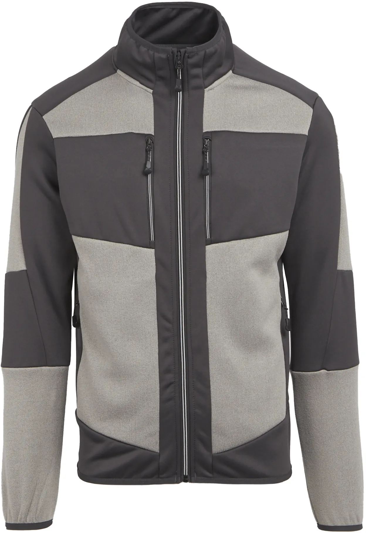 regatta-trf720-e-volve-unisex-knit-effect-stretch-midlayer-jacket-mineral-grey-ash-front-1 Regatta E-volve Unisex Knit Effect Stretch Midlayer Jacket