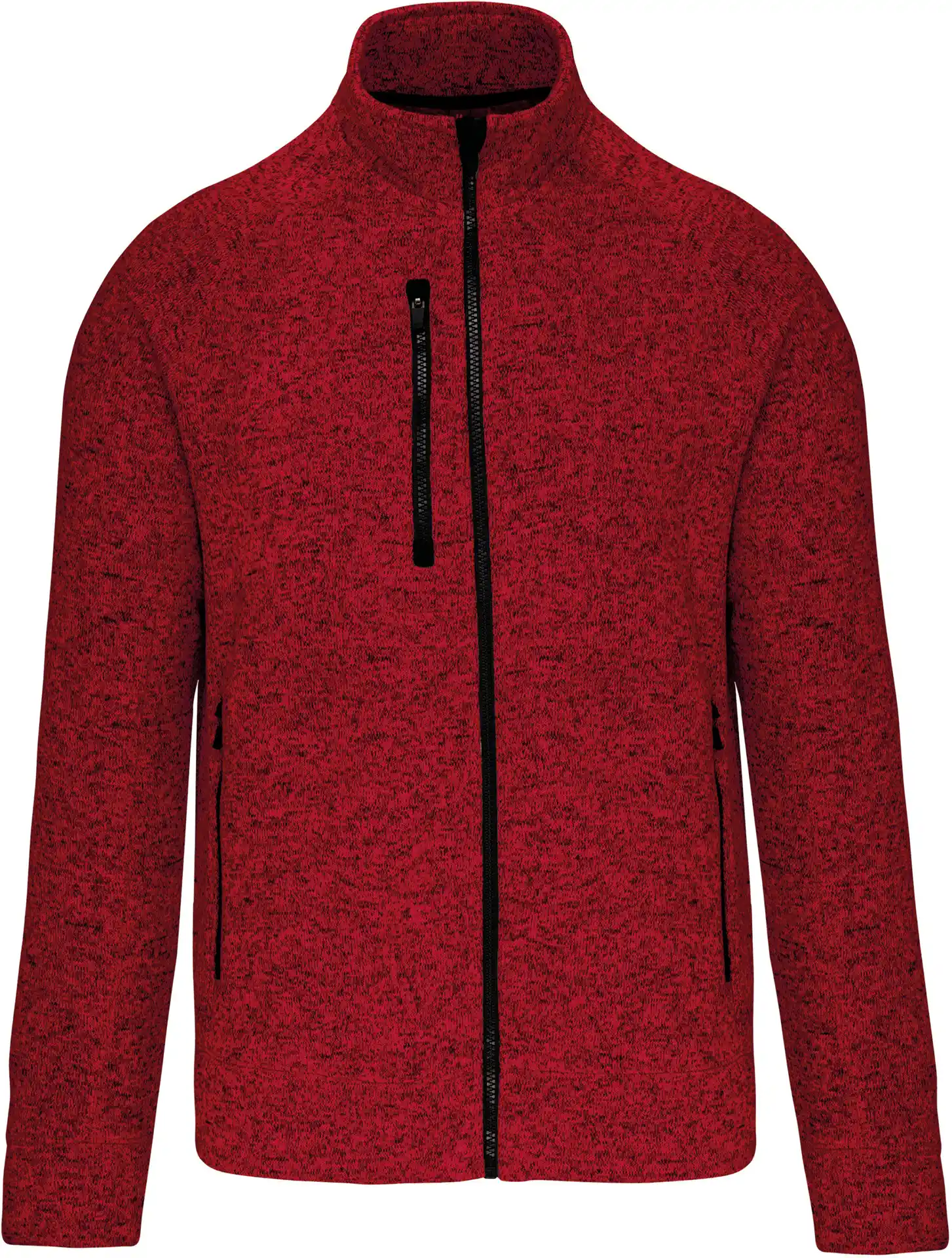kariban-K9106-herren-melange-strickfleece-jacke-redmelange-front-3 Kariban Herren Melange Strickfleece Jacke