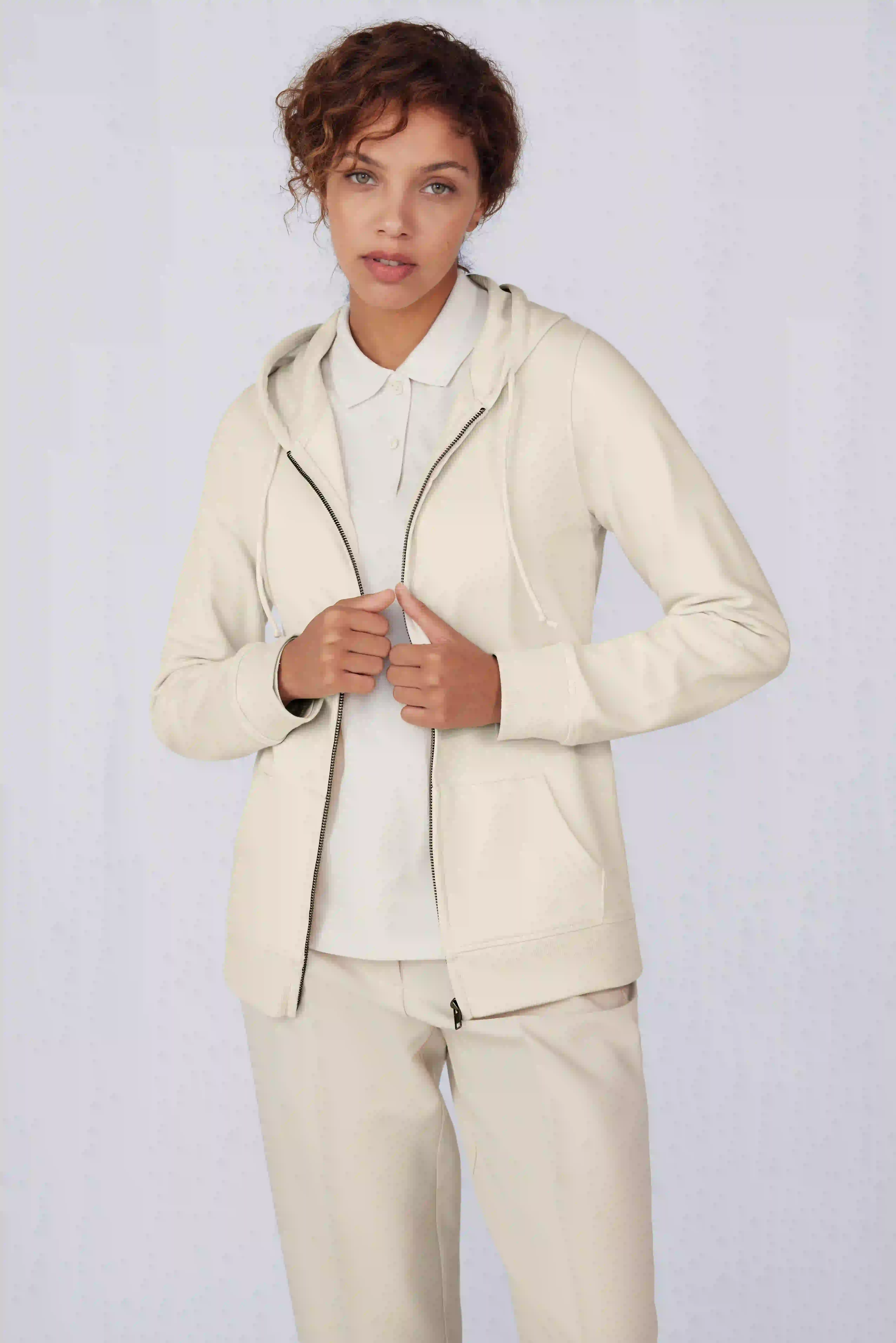 bc-ww36b-inspire-zipped-hood-sweat-women-off-white-model-2 B&C Organic Zipped Hood Jacket Women