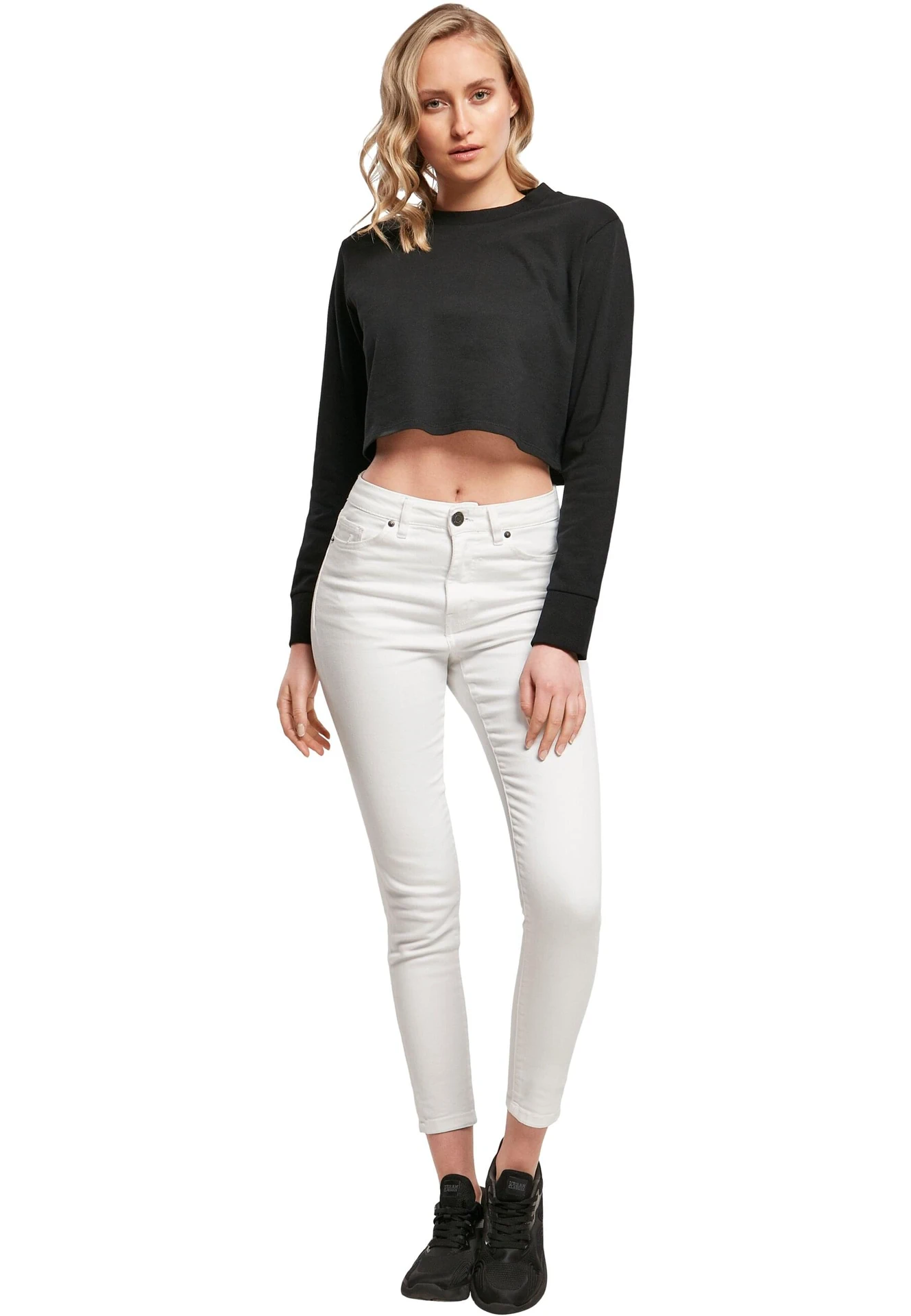 Build Your Brand Ladies Terry Cropped Crew