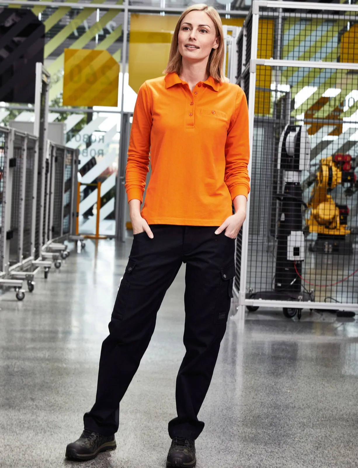 jn877-workwear-cargo-pants-model-2 James & Nicholson Workwear Cargo Pants