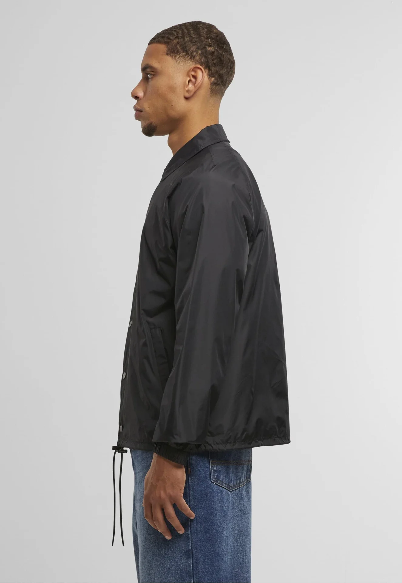 BYB-BY128-coach-jacket-black-model-1 Build Your Brand Coach Jacket