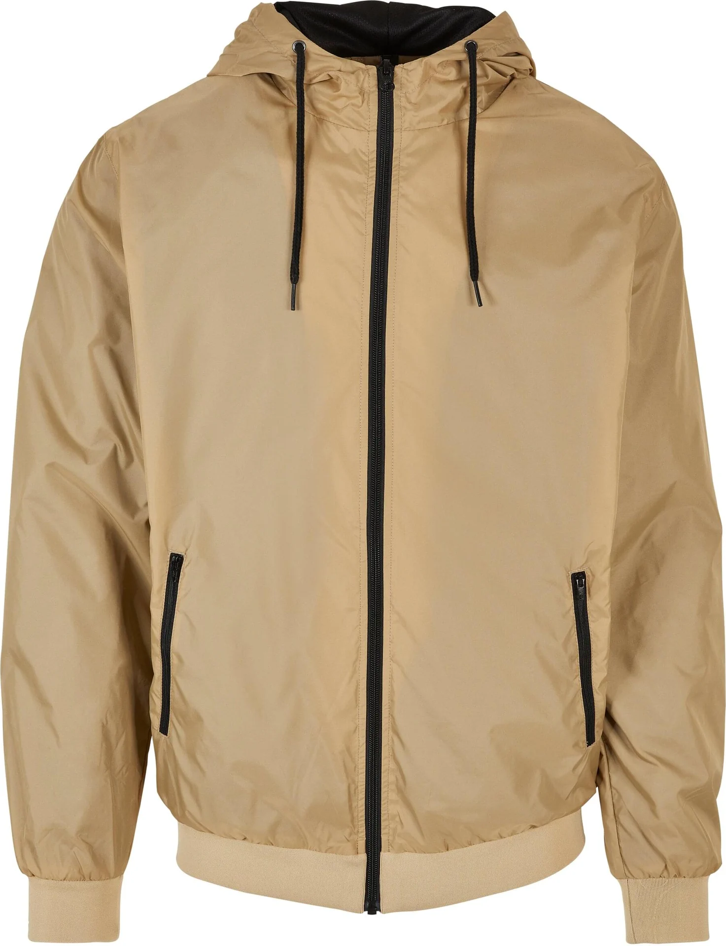 BYB-BY016-windrunner-jacket-beige-black-front-4 Build Your Brand Windrunner Jacket