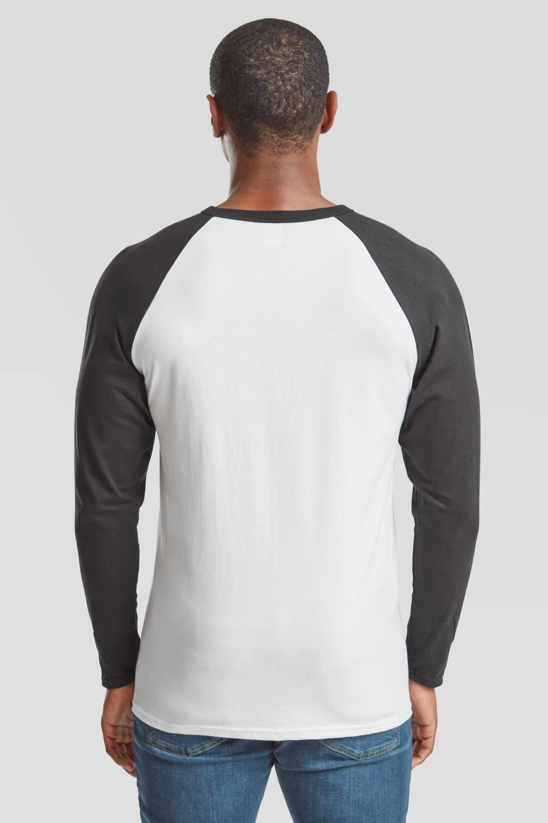 fruit-of-the-loom-61-028-0-valueweight-long-sleeve-baseball-t-shirt-white-black-model-2 F.O.L. Long Sleeve Baseball T