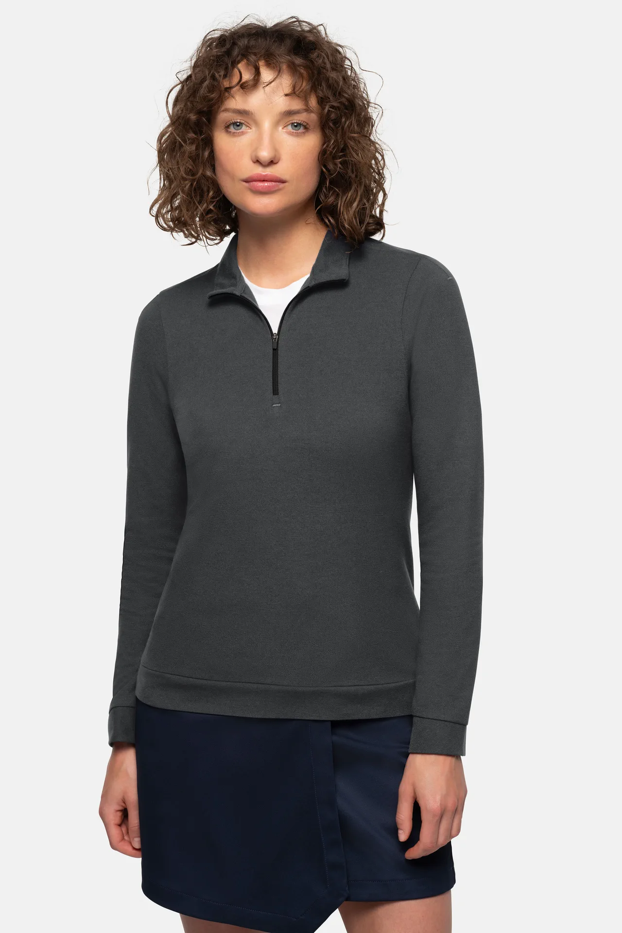 HAKRO Damen Zip-Longsleeve 335 Piqué MIKRALINAR® ECO