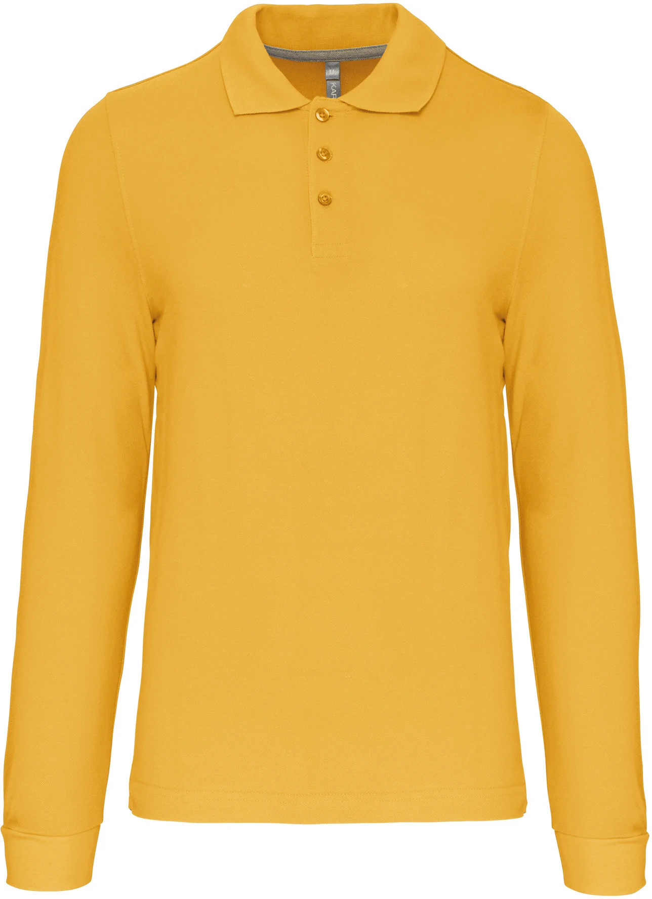 kariban-K243-herren-pique-polo-langarm-yellow-front-3 Kariban Herren Piqué Polo langarm