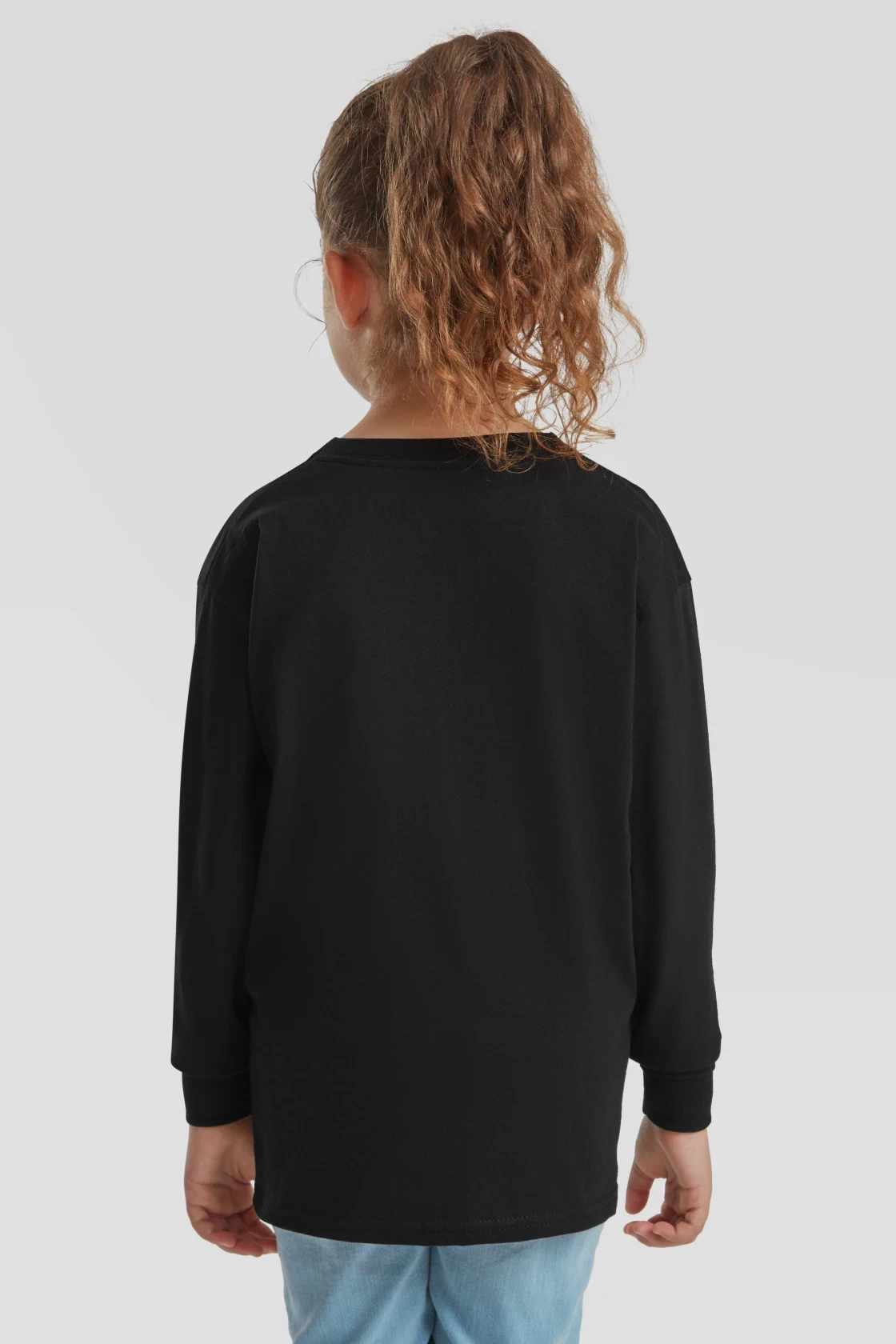 fruit-of-the-loom-61-007-0-kids-valueweight-long-sleeve-t-shirt-black-model-2 F.O.L. Long Sleeve Valueweight T Kids
