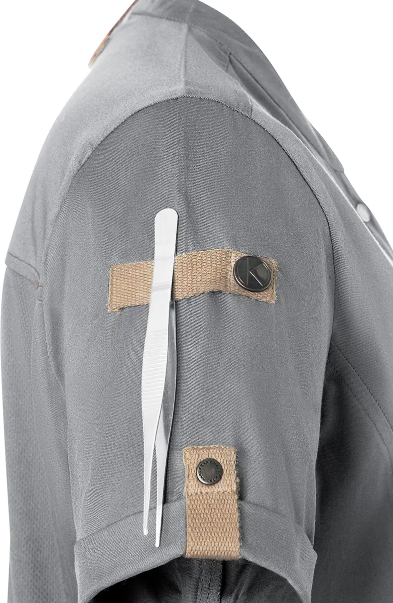 karlowsky-jf27-damenkochjacke-green-generation-kurzarm-platinumgrey-detail-8 KARLOWSKY Damenkochjacke Green-Generation Kurzarm