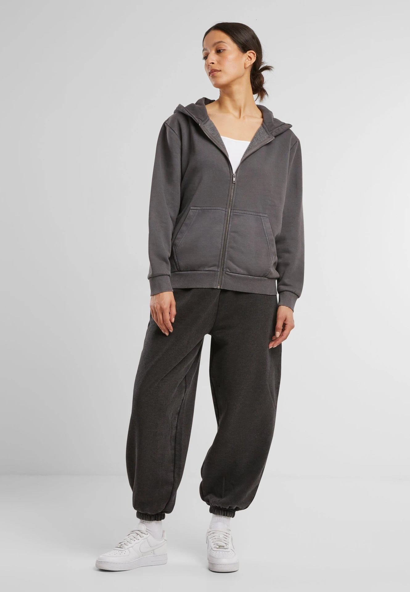 Build Your Brand Ladies Vintage Heavy Zip Hoody