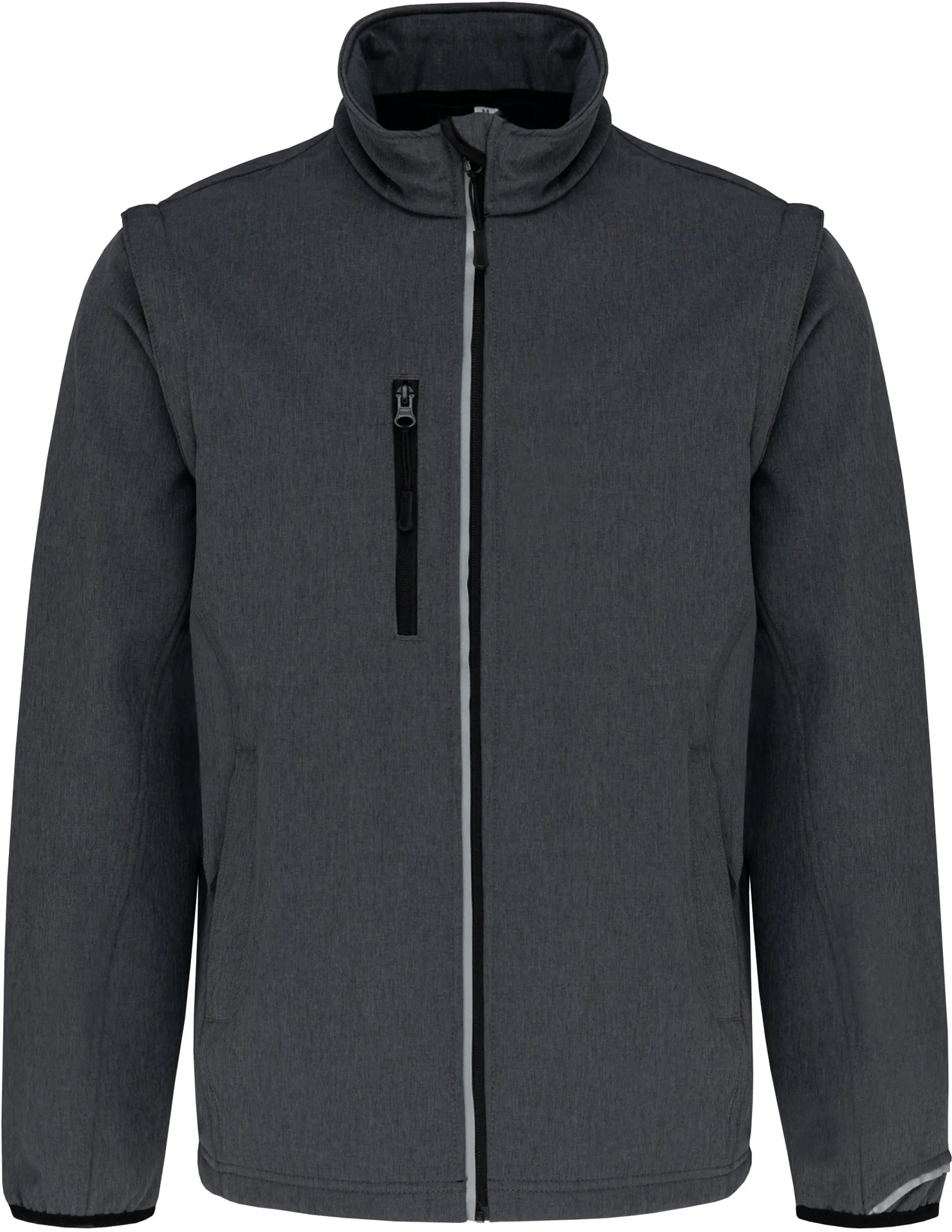 kariban-PA323-3-lagen-softshell-jacke-mit-abnehmbaren-aermeln-marldarkgrey-front-3 Kariban Herren Softshell Jacke