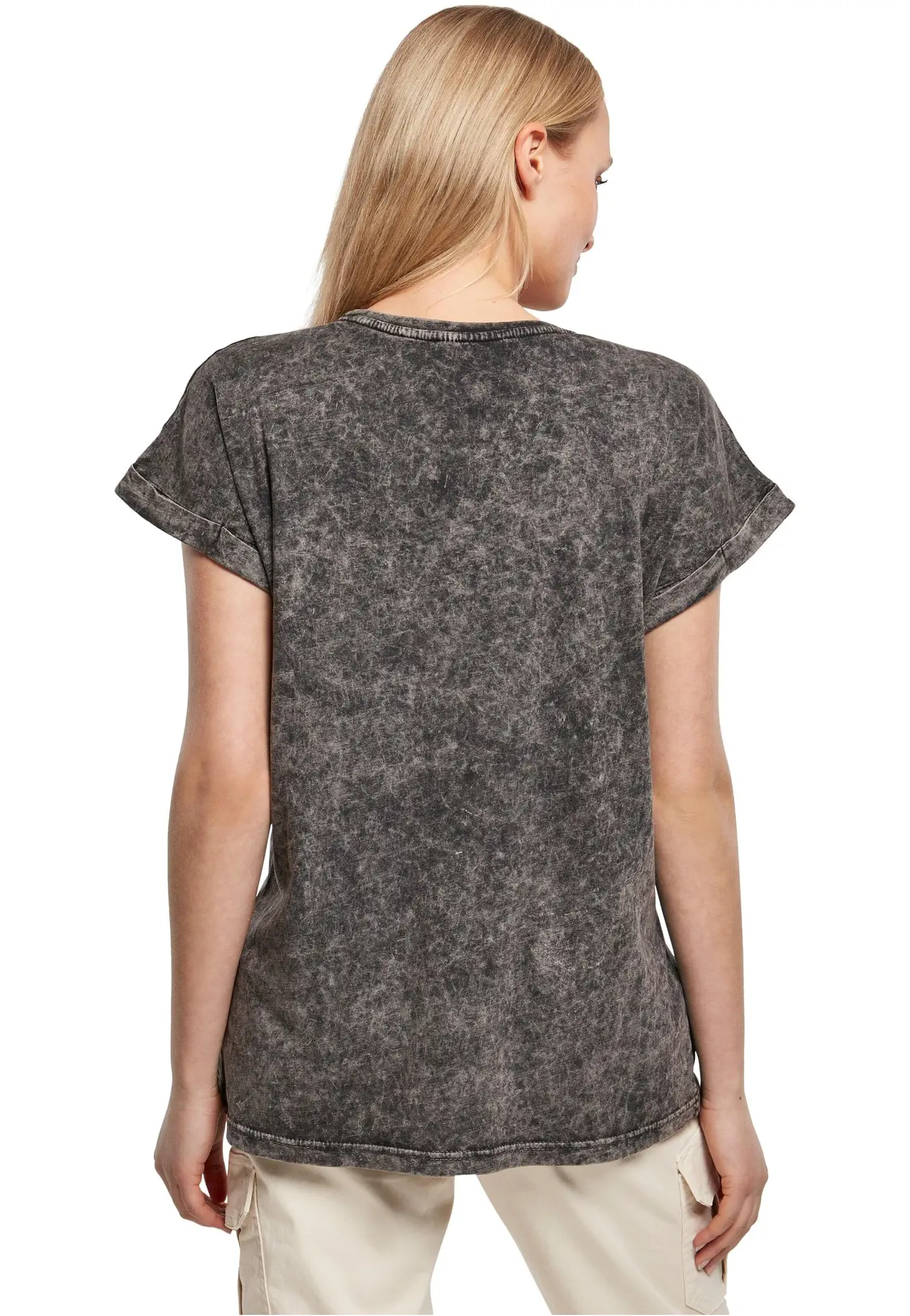 Build Your Brand Ladies Acid Washed Extended Shoulder Tee