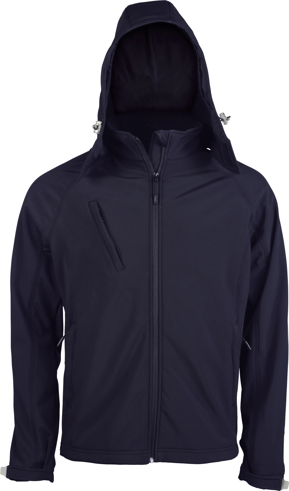 K413-herren-3-lagen-kapuzen-softshell-jacke-navy-front-4 Kariban Herren 3-Lagen Kapuzen Softshell Jacke