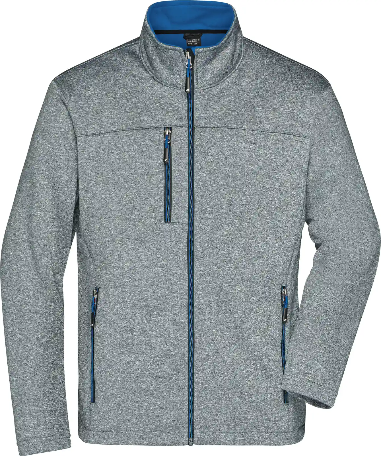 jn1148-mens-softshell-jacket-darkmelange-royal-front-3 James & Nicholson Men's Softshell Jacket