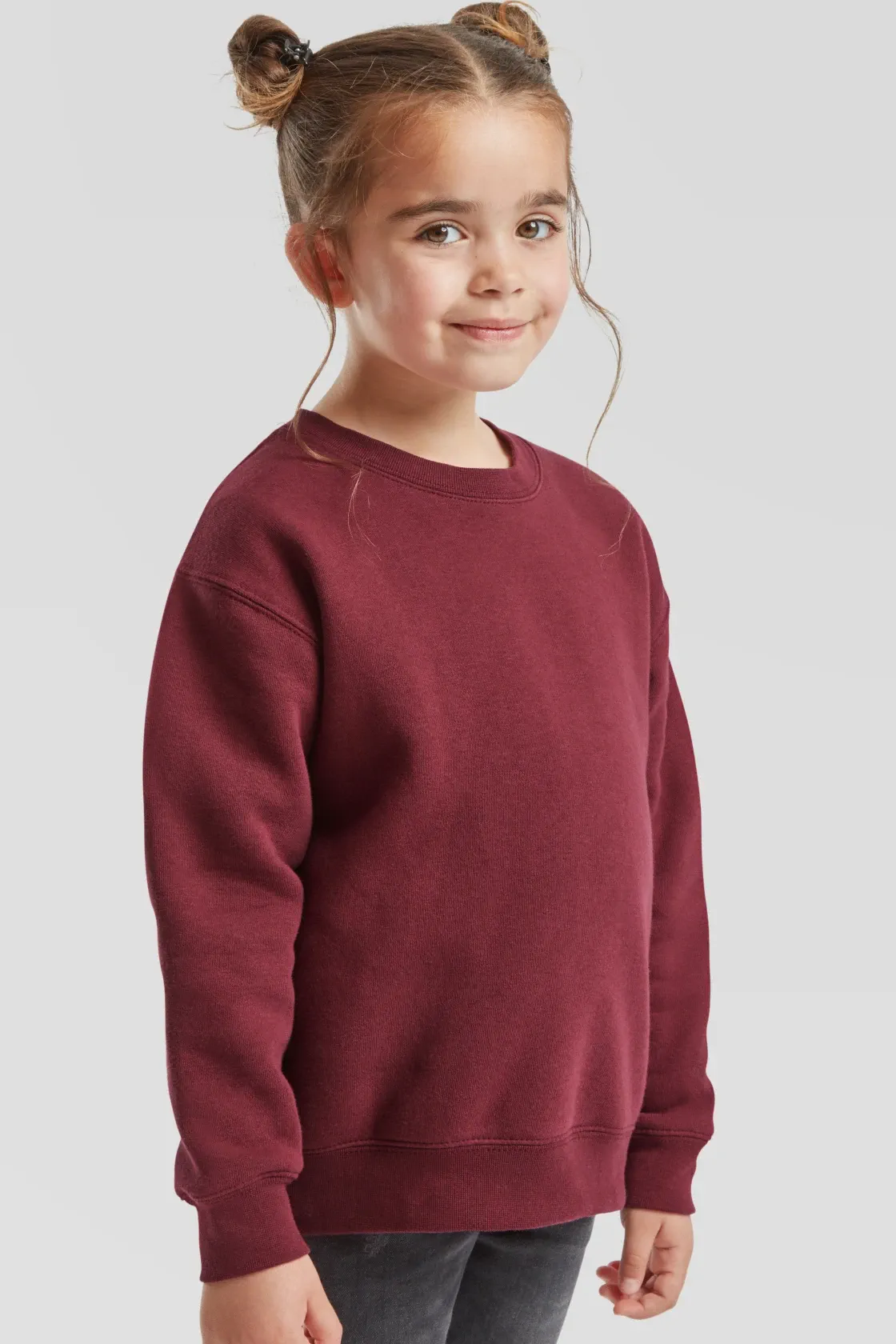 fruit-of-the-loom-62-031-0-kids-premium-set-in-sweatshirt-burgundy-model-1 F.O.L. Premium Set-In Sweat Kids
