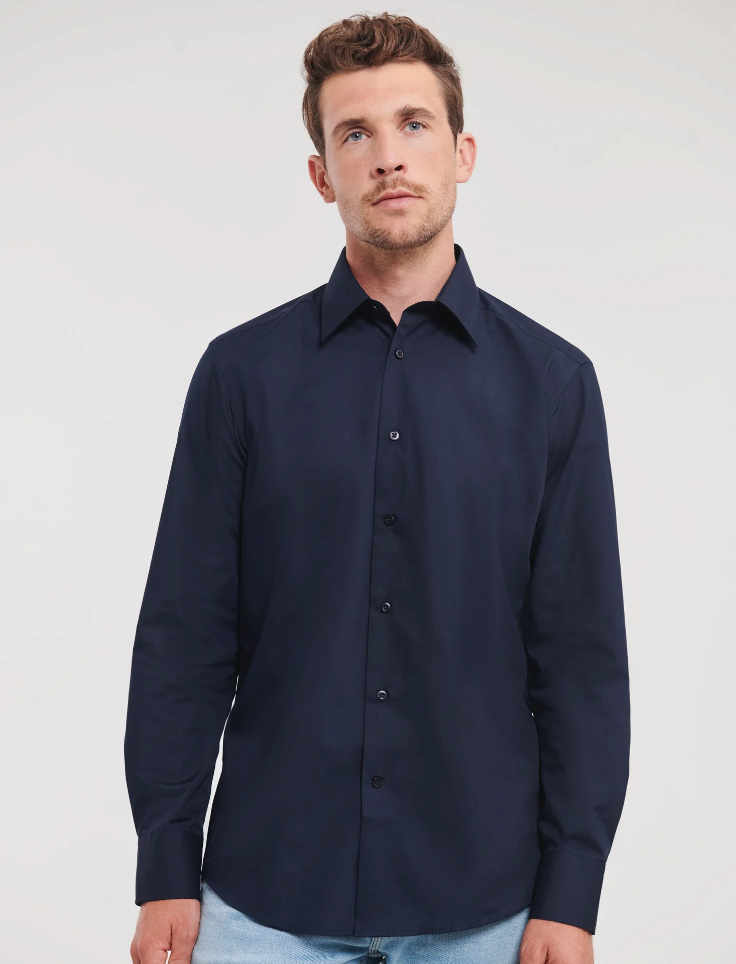 Russell Men's Long Sleeve Polycotton Easy Care Tailored Poplin Shirt