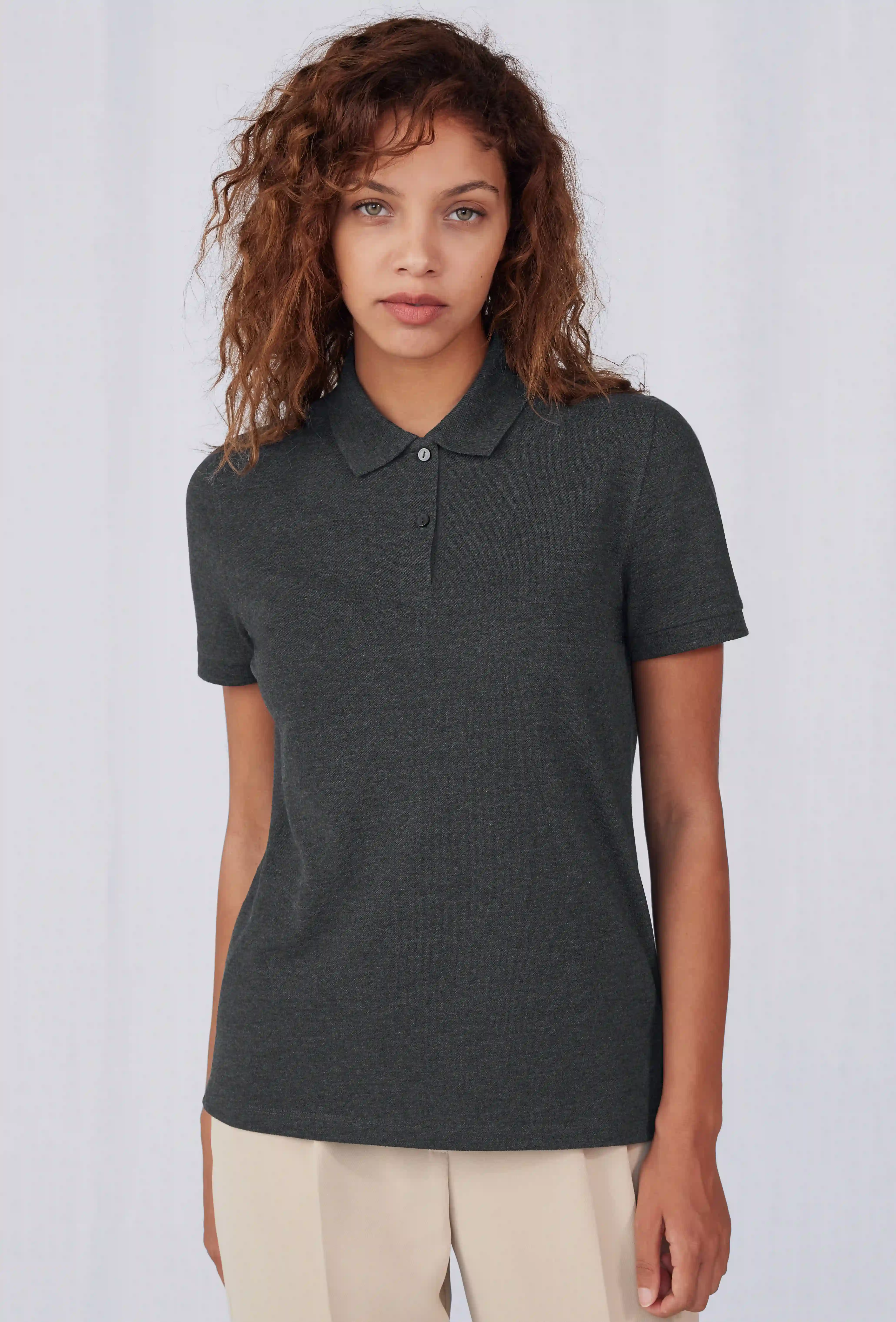 bc-pw463-my-polo-210-women-heather-tarmac-model-1 B&C My Polo 210 Women