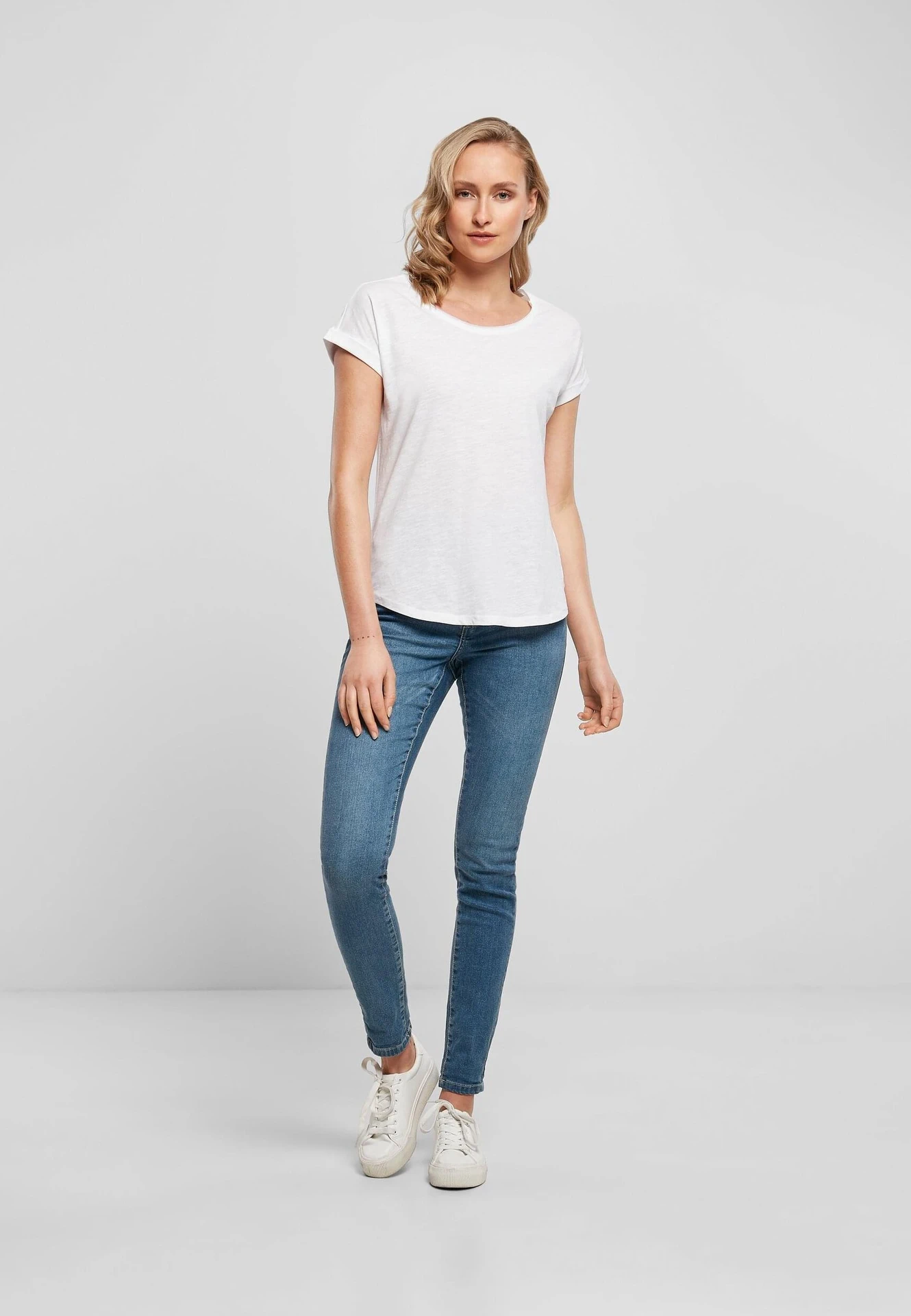 Build Your Brand Ladies Long Slub Tee