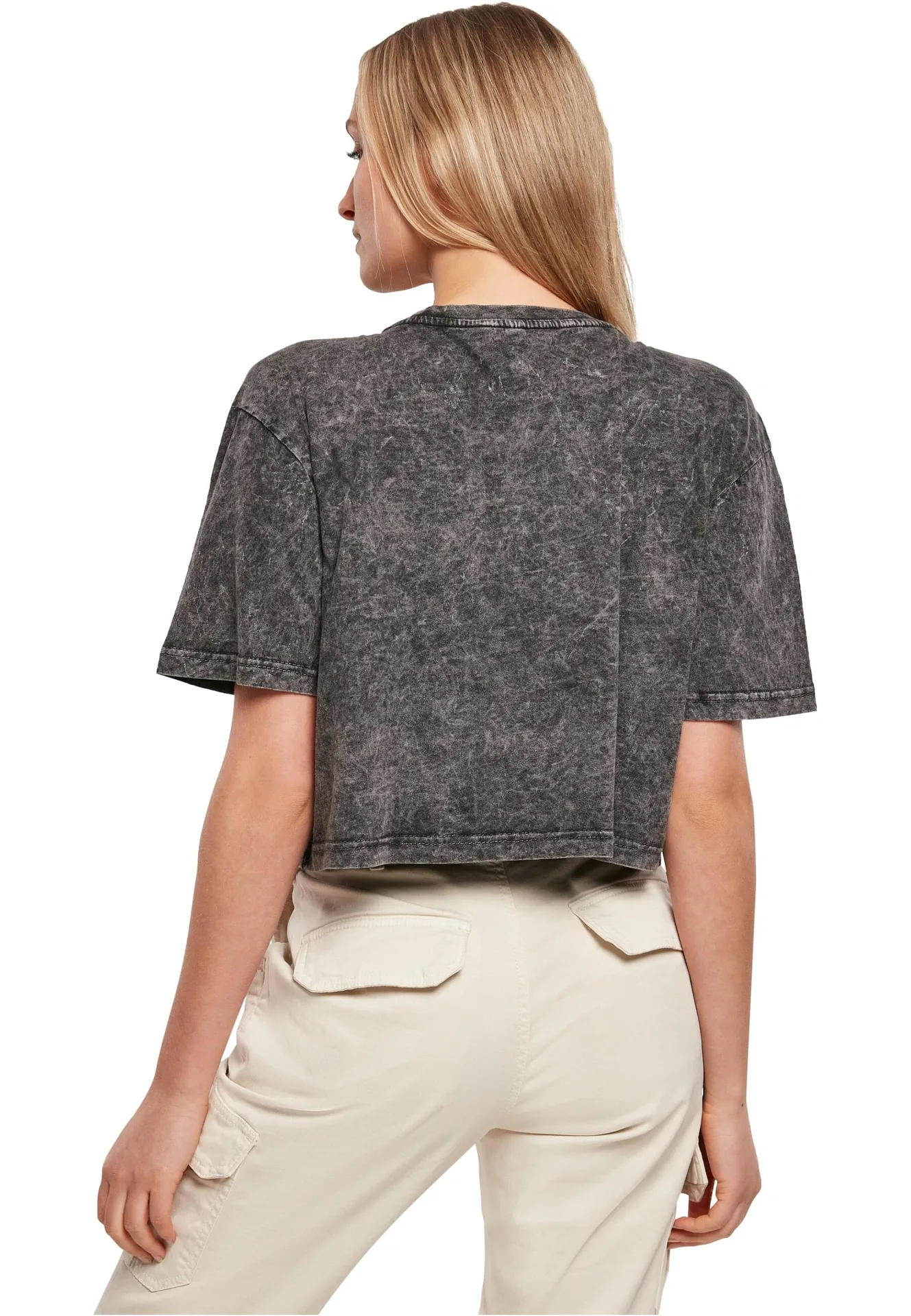 Build Your Brand Ladies Acid Washed Cropped Tee