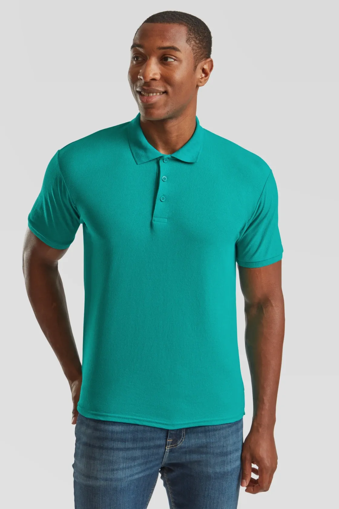 fruit-of-the-loom-63-402-0-poloshirt-65-35-emerald-model-0 F.O.L. 65/35 Piqué Polo