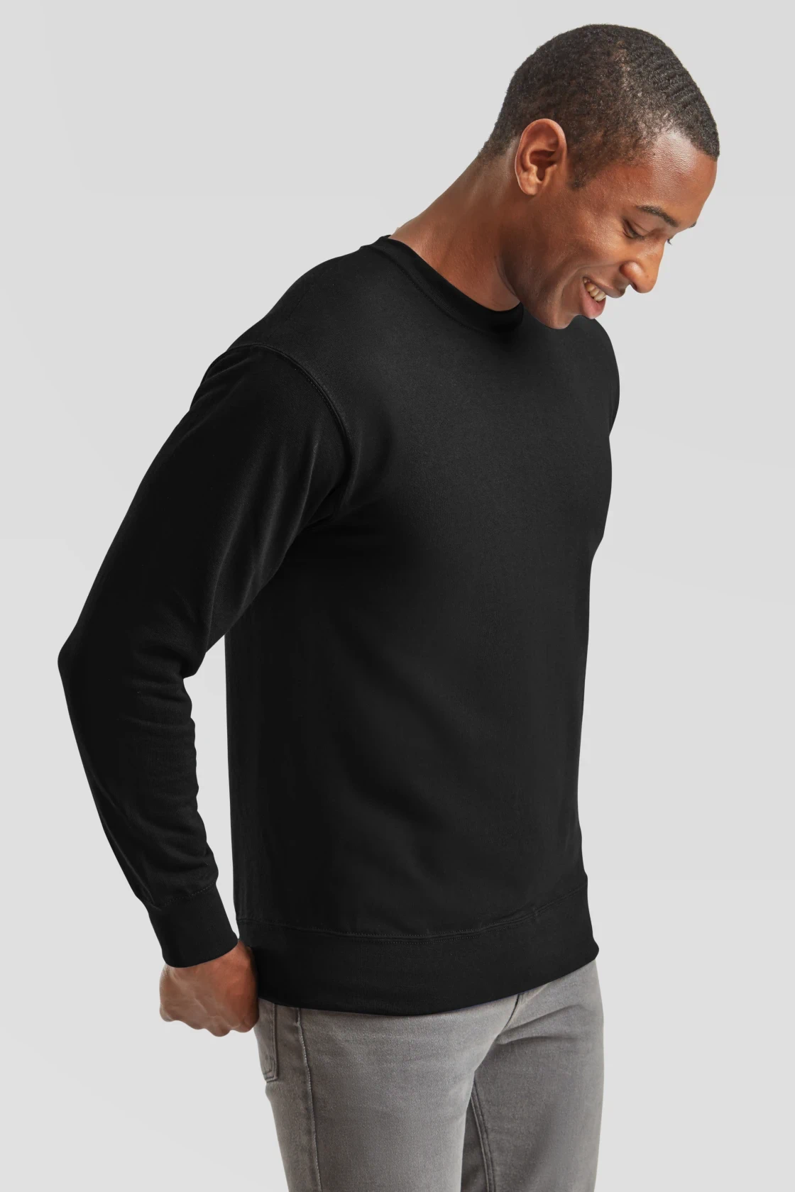 fruit-of-the-loom-62-156-0-lightweight-set-in-sweatshirt-black-model-1 F.O.L. Lightweight Set-In Sweat