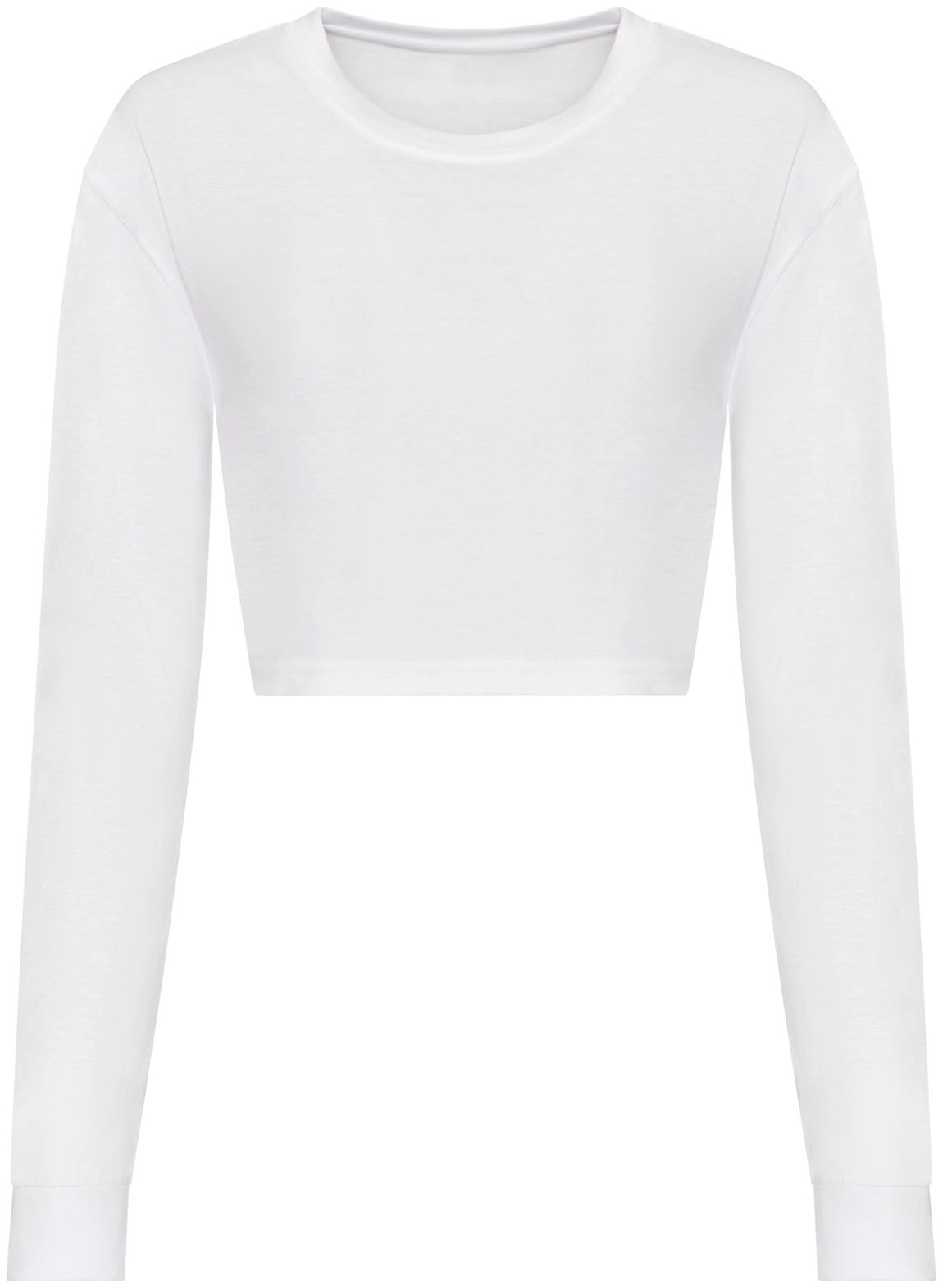 justts-jt016-womens-long-sleeve-cropped-t-shirt-white-front-1 Just Ts Women's Long Sleeve Cropped T