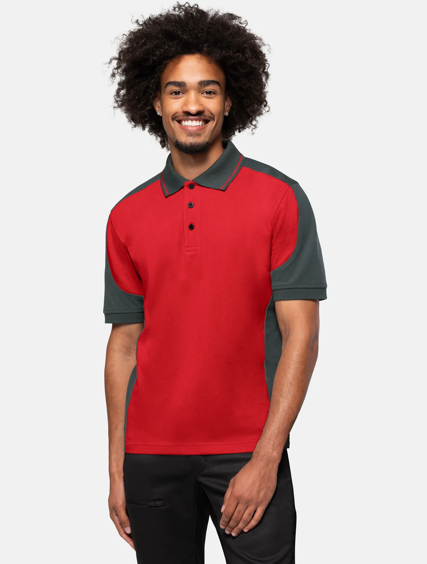 hakro-839-poloshirt-contrast-mikralinar-rot-anthrazit-model-0 HAKRO Poloshirt-Contrast 839 Mikralinar®