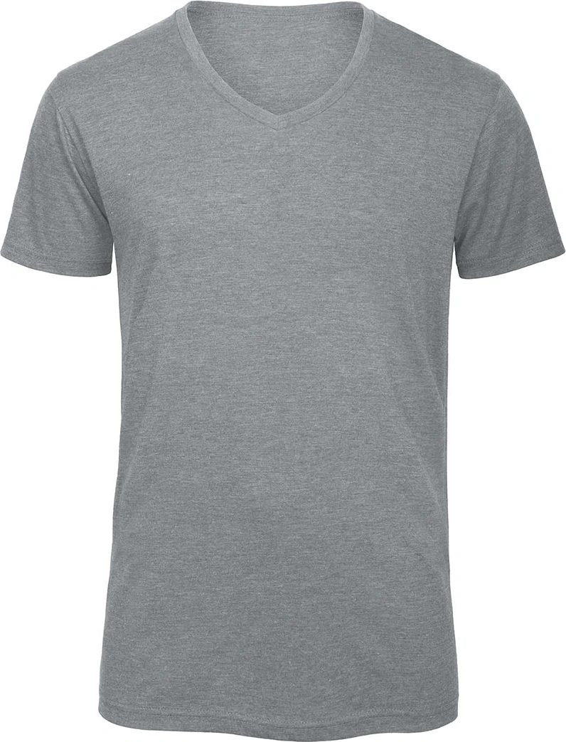 BC-TM057-V-Triblend-men-heatherlightgrey-2 B&C V-Neck Triblend T-Shirt Men