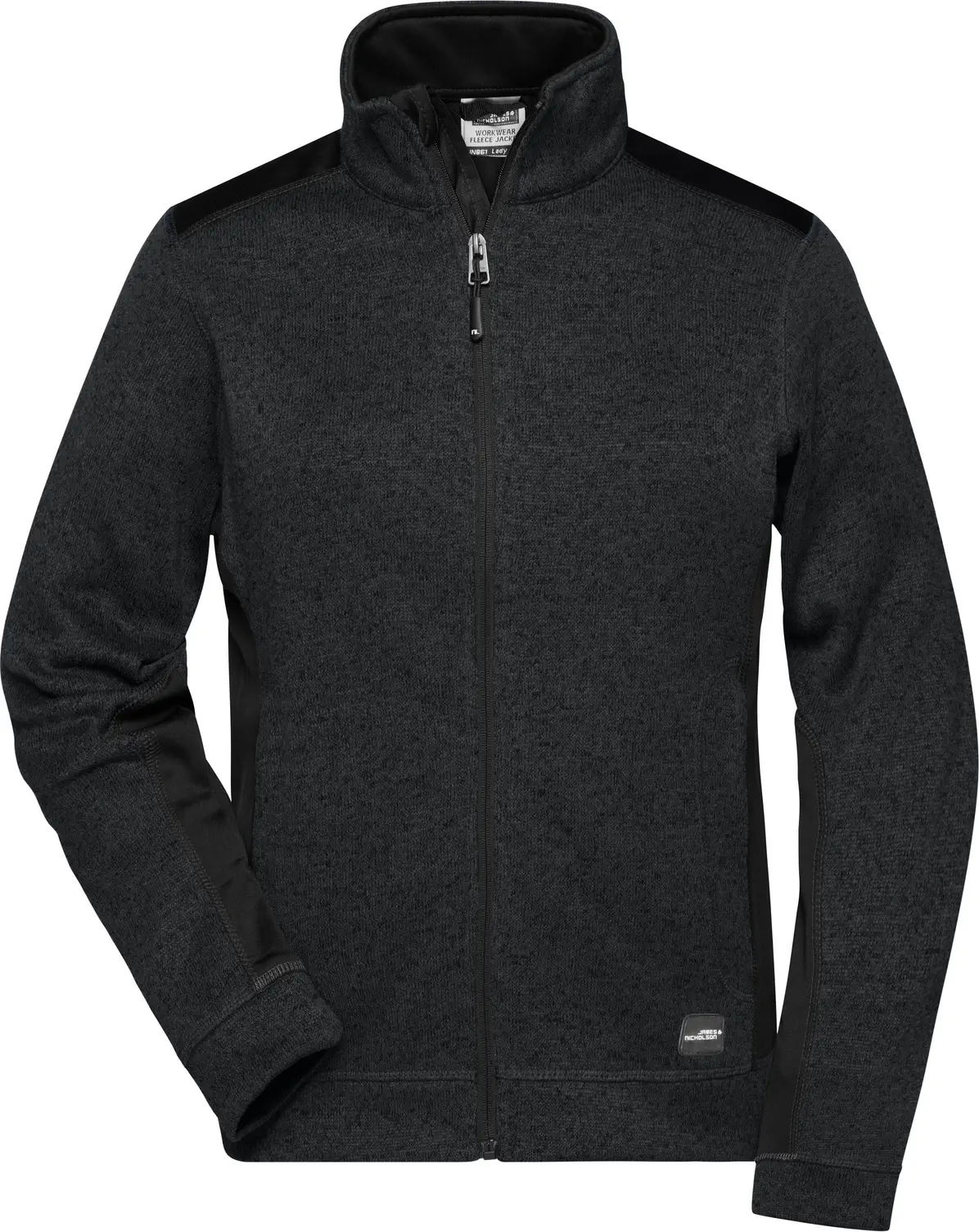 jn861-ladies-knitted-workwear-fleece-jacket-black-black-front-3 James & Nicholson Ladies Knitted Workwear Fleece Jacket -STRONG-