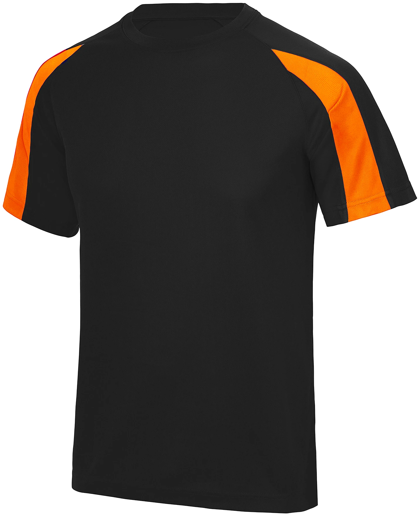 justcool-jc003-contrast-cool-t-shirt-jetblack-electricorange-front-1 Just Cool Contrast Cool T